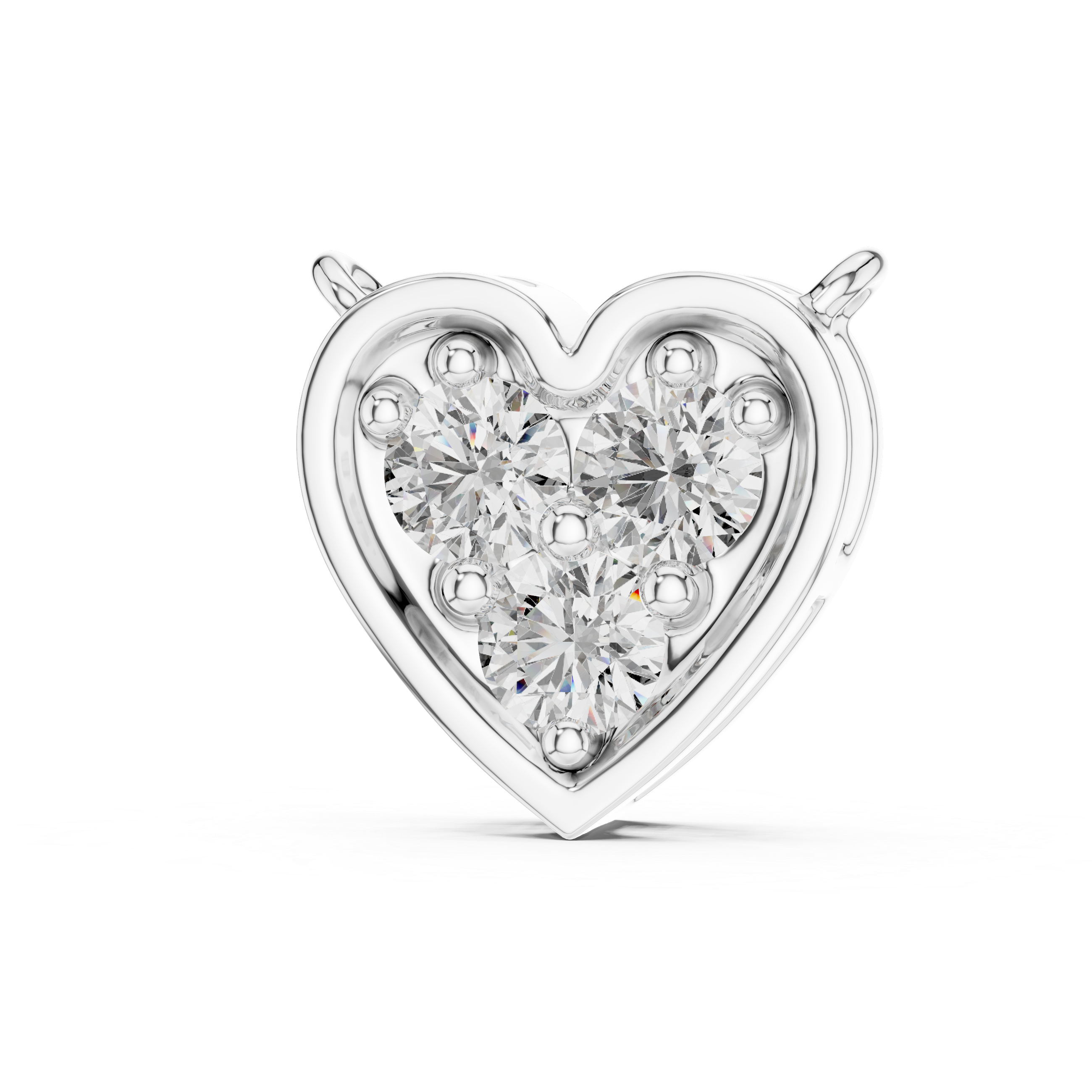 تعليقة الألماس بثلاثة قلوب حجرية in White Gold - VYKA Diamonds