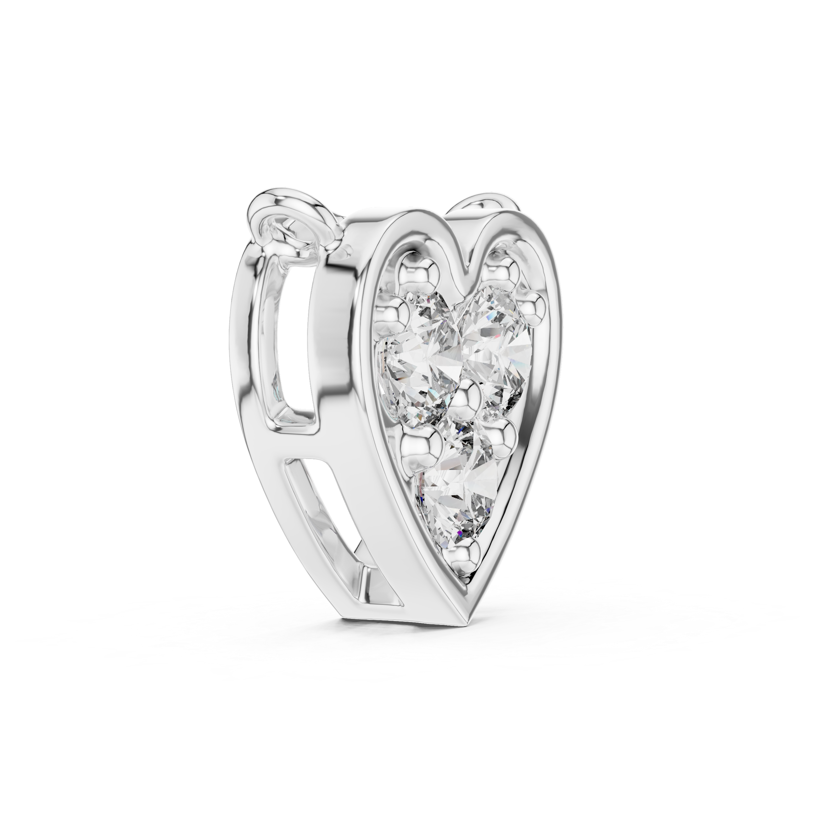 تعليقة الألماس بثلاثة قلوب حجرية in White Gold - VYKA Diamonds