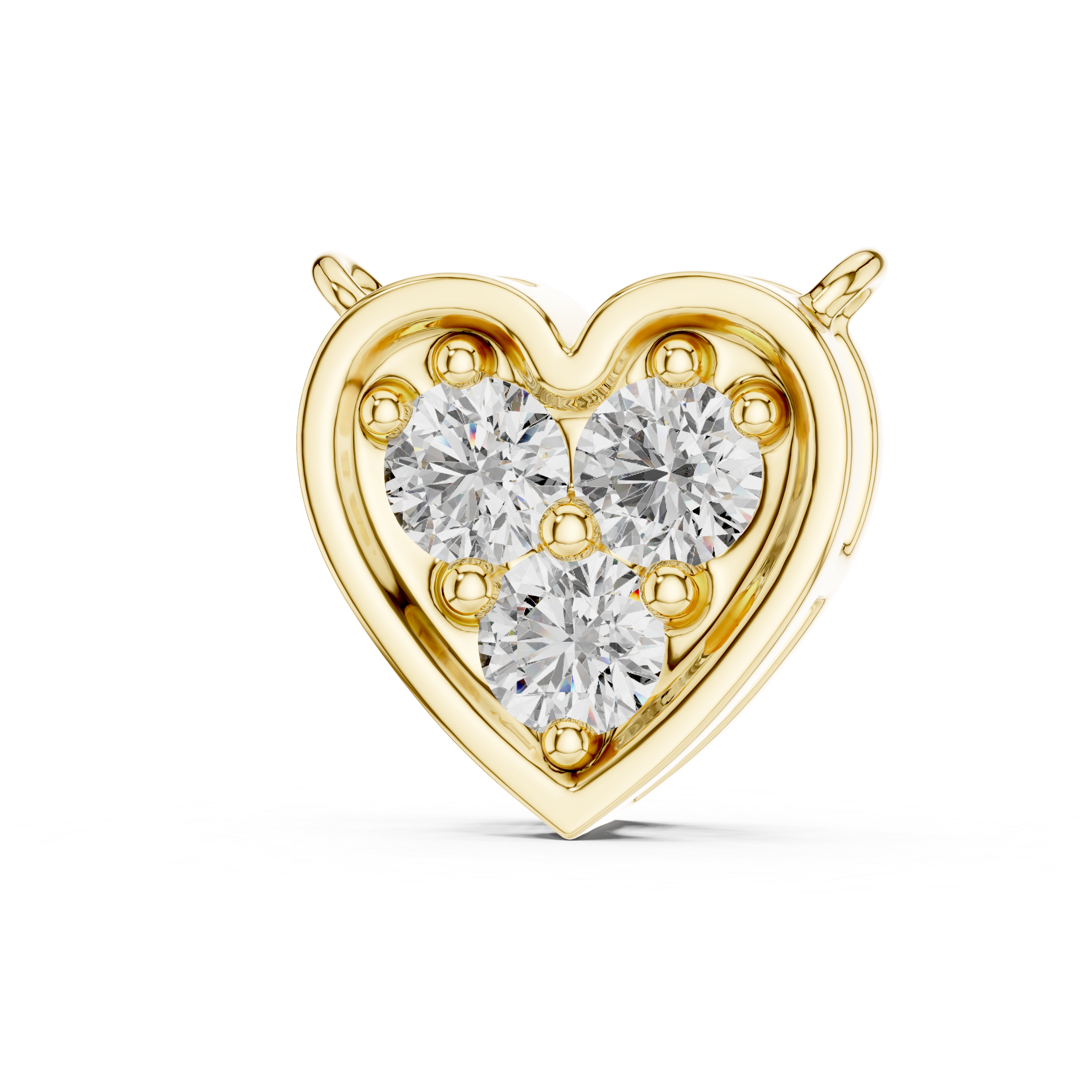 تعليقة الألماس بثلاثة قلوب حجرية in Yellow Gold - VYKA Diamonds