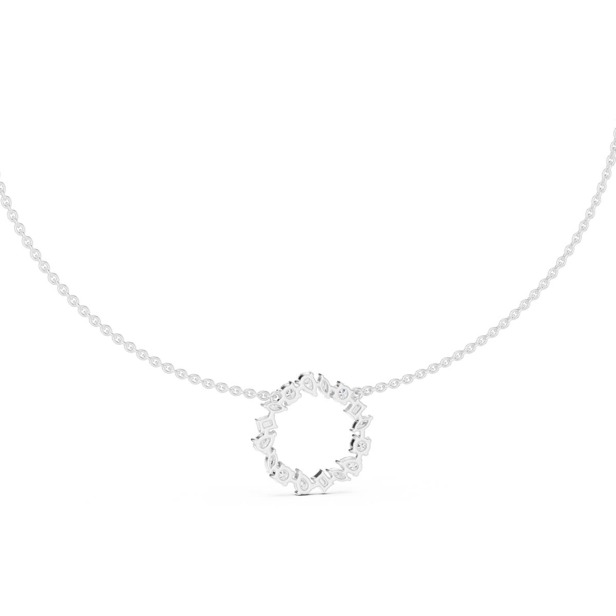 عقد بدائرة مفتوحة من ألماس متنوع القطع in White Gold - VYKA Diamonds