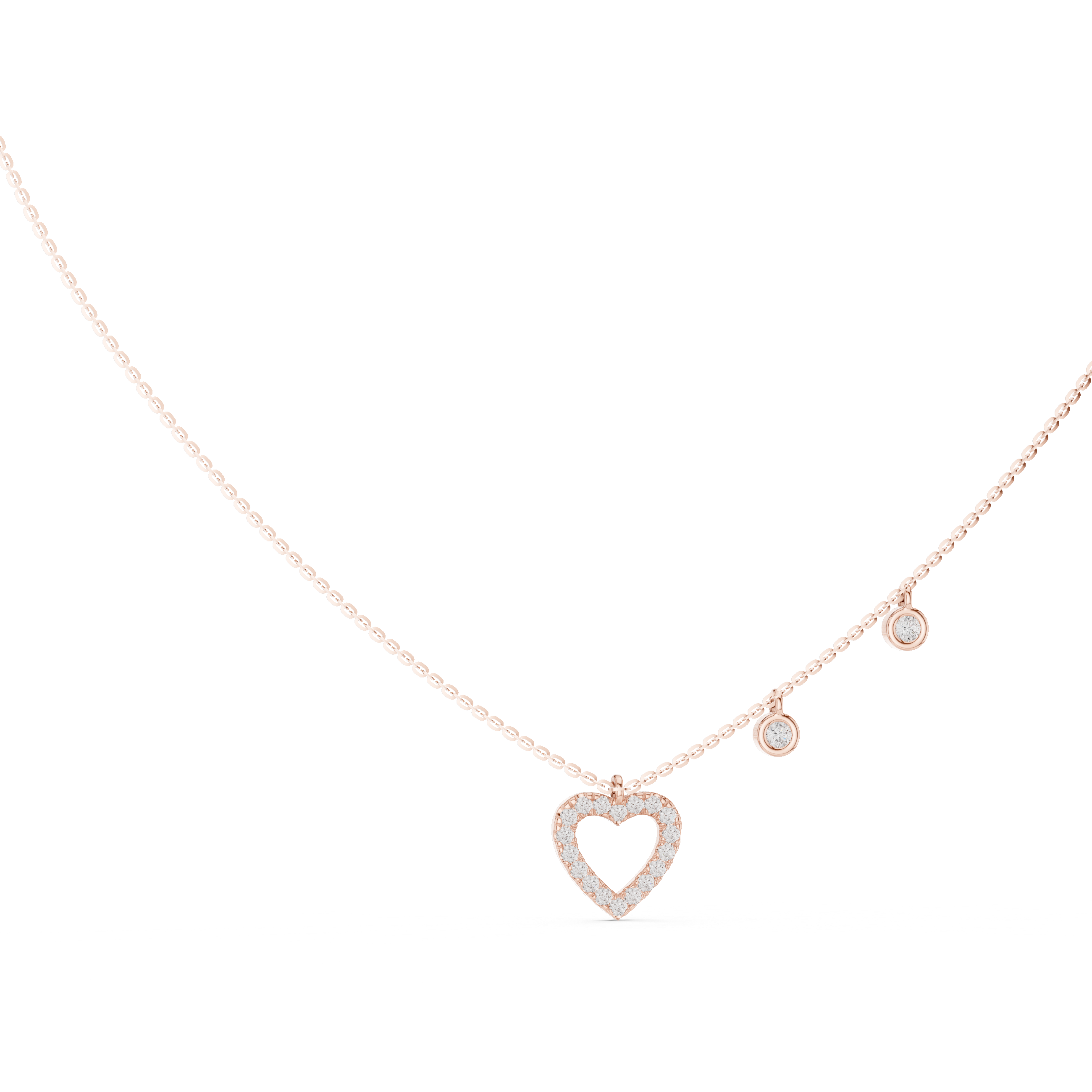 Open Heart Charm Diamond Pendant in Rose Gold - VYKA Diamonds