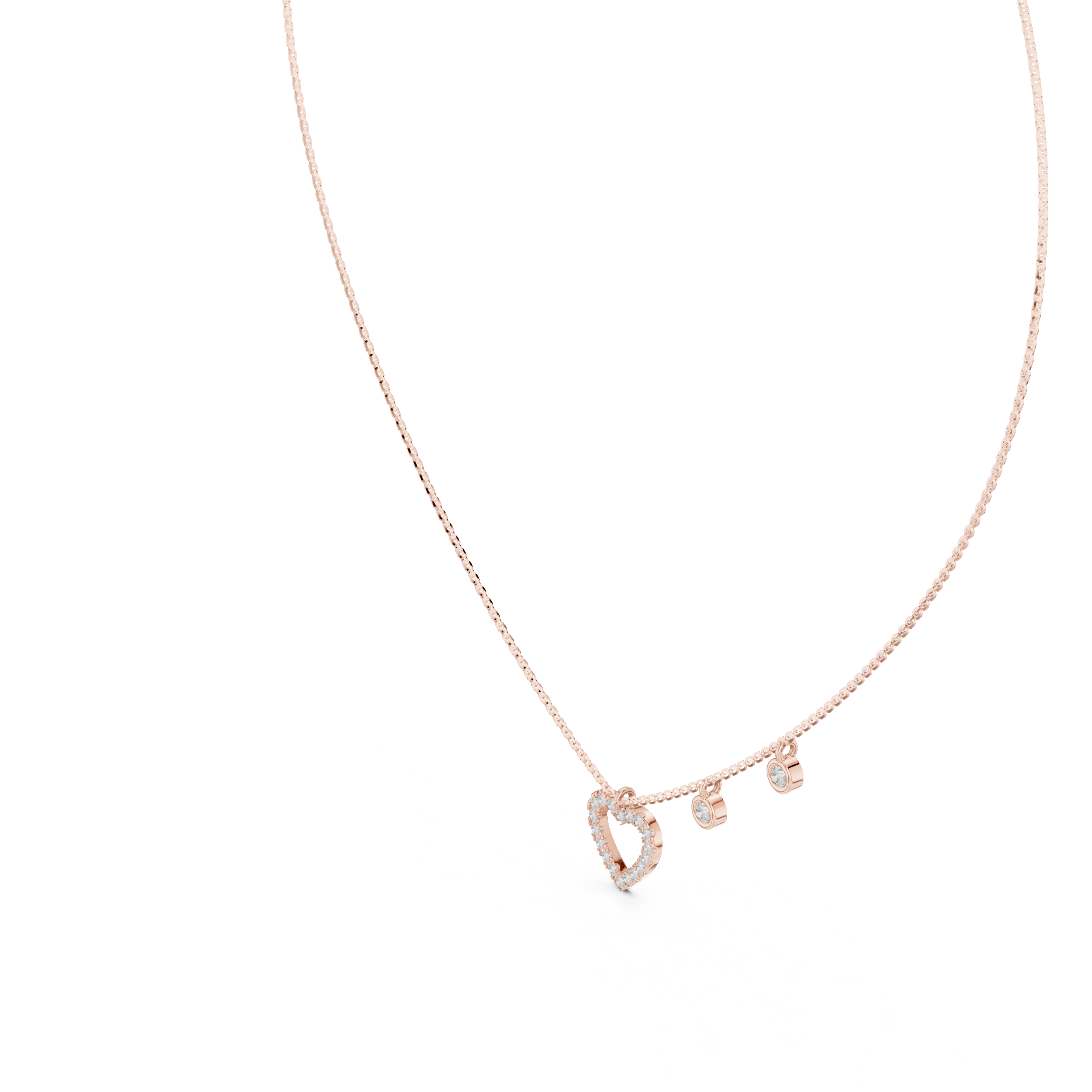 Open Heart Charm Diamond Pendant in Rose Gold - VYKA Diamonds