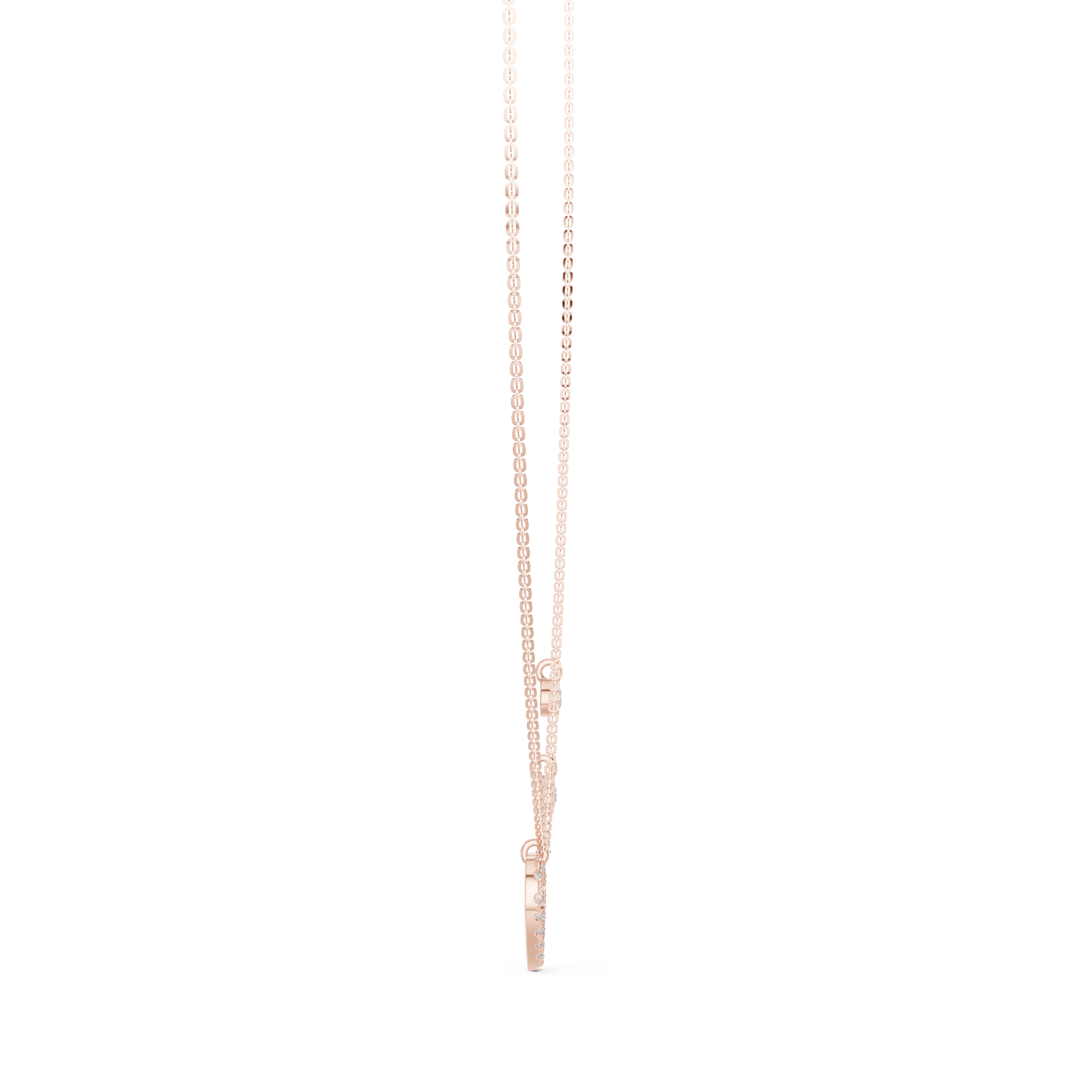 Open Heart Charm Diamond Pendant in Rose Gold - VYKA Diamonds