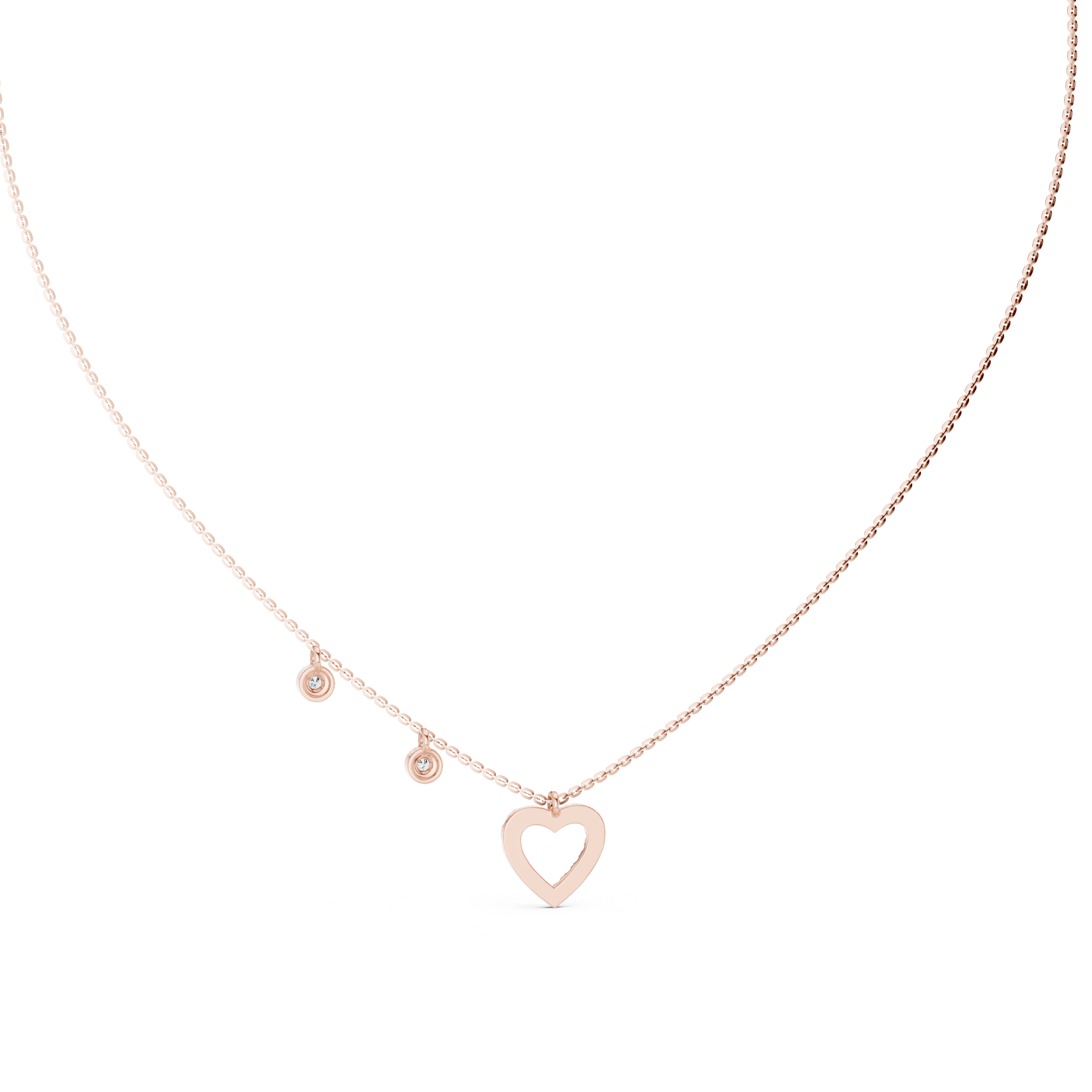 Open Heart Charm Diamond Pendant in Rose Gold - VYKA Diamonds