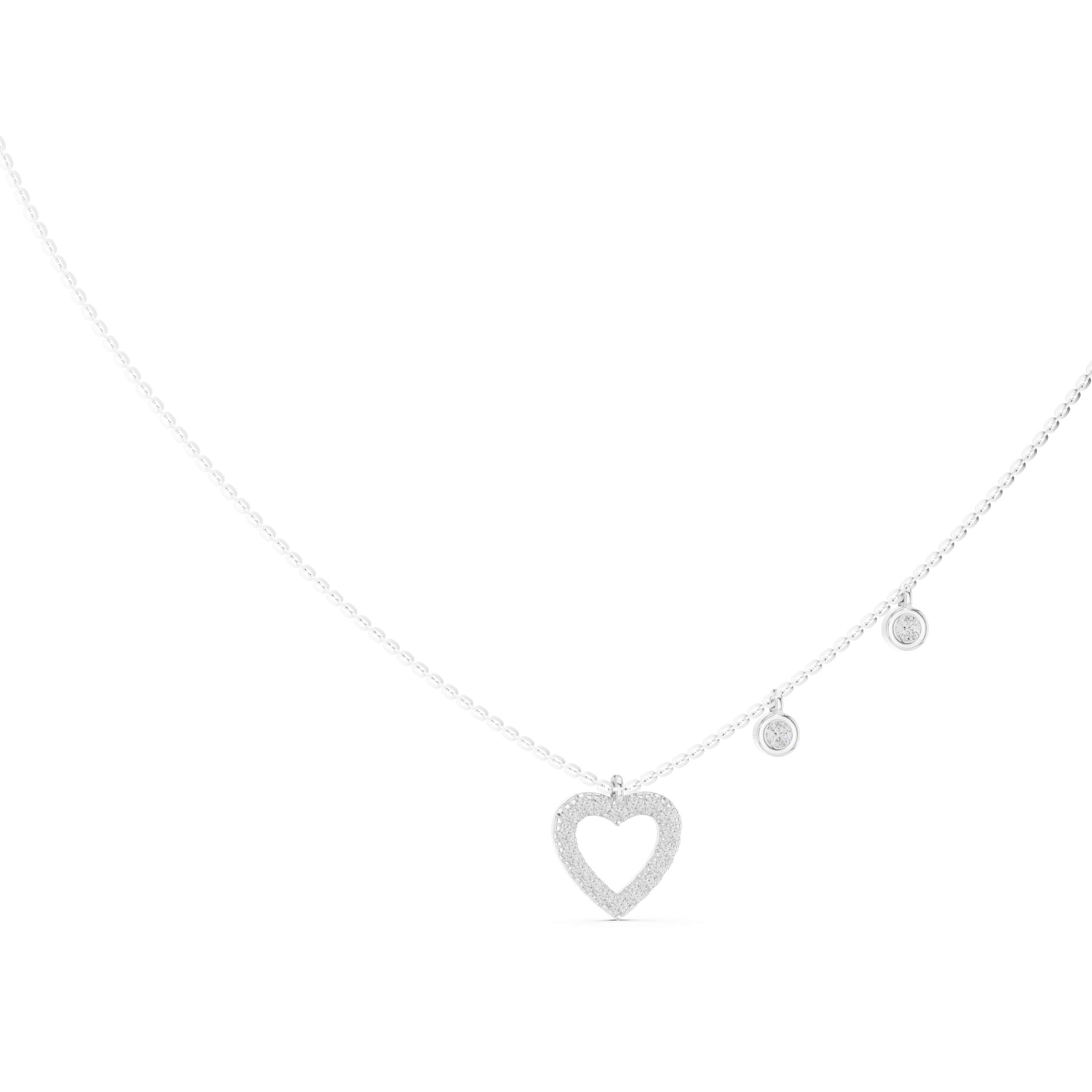 Open Heart Charm Diamond Pendant in White Gold - VYKA Diamonds