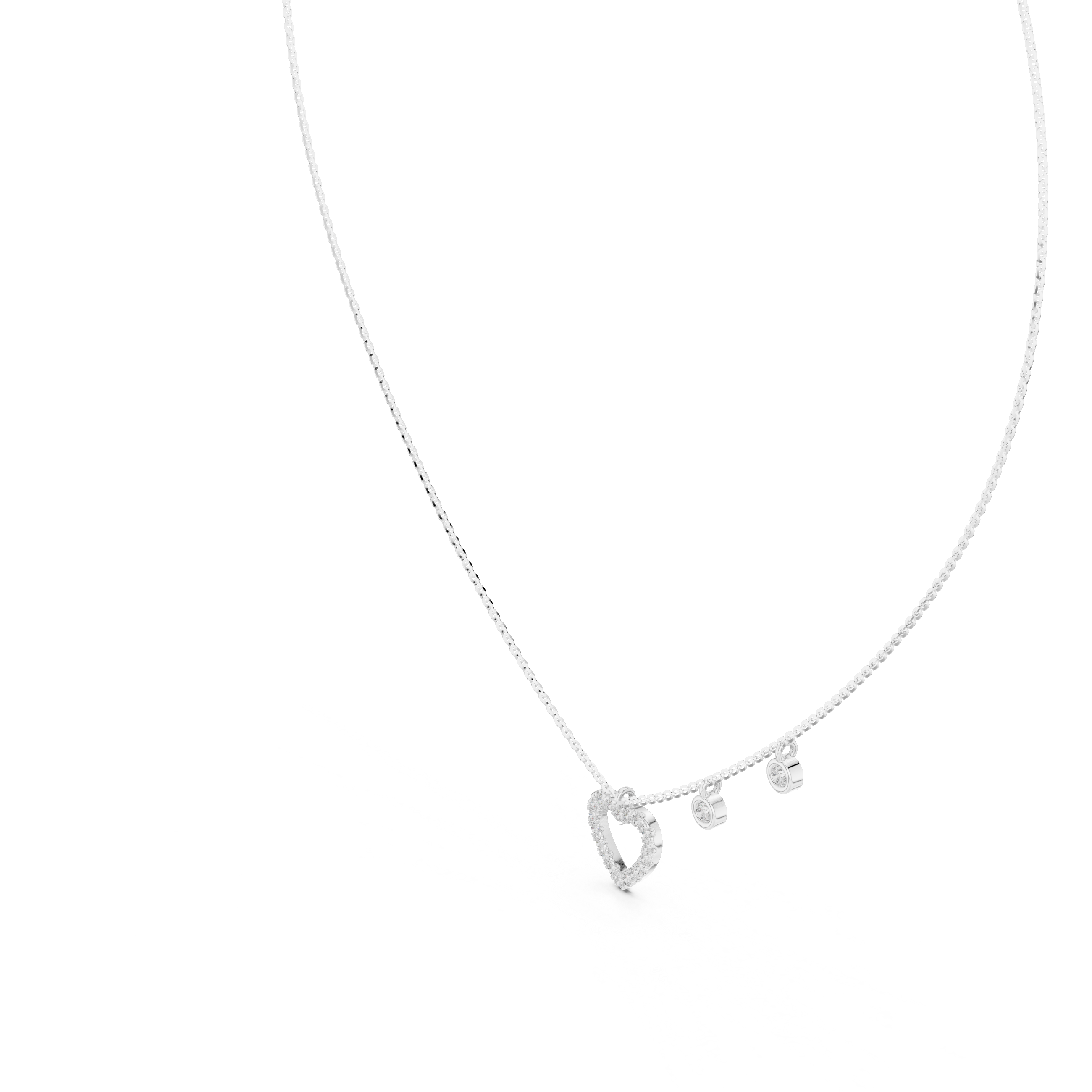 Open Heart Charm Diamond Pendant in White Gold - VYKA Diamonds