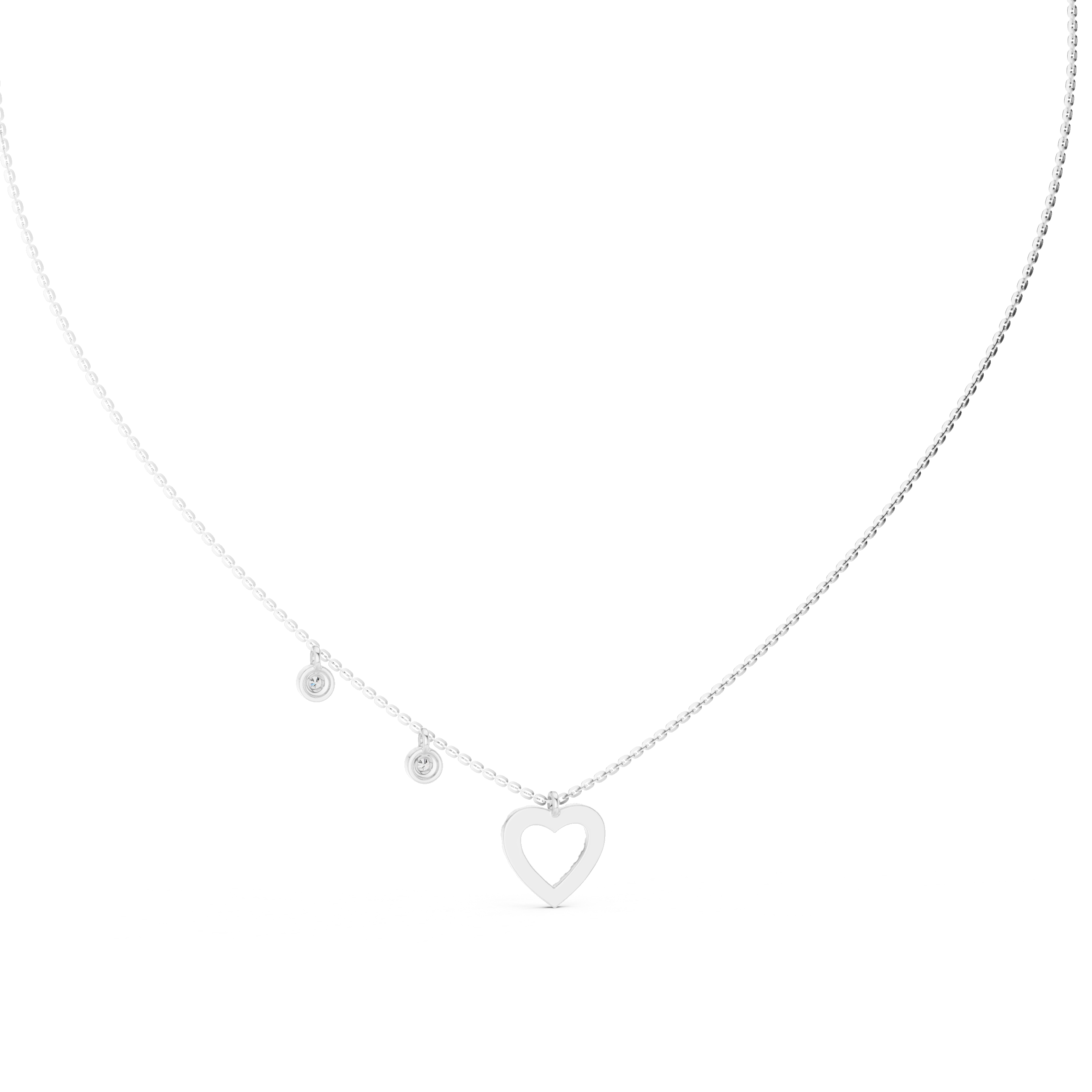 Open Heart Charm Diamond Pendant in White Gold - VYKA Diamonds