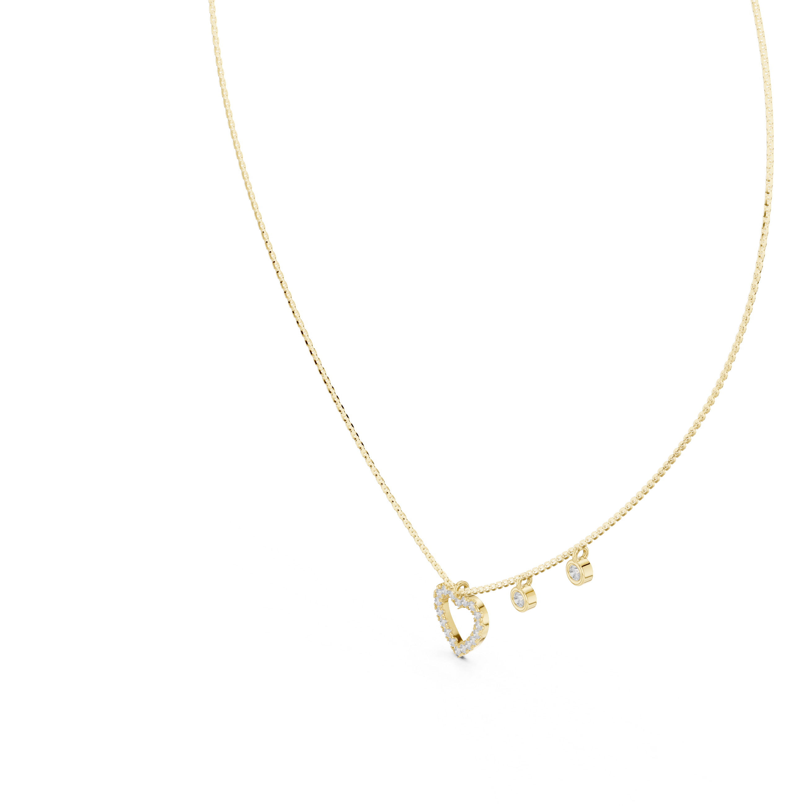 Open Heart Charm Diamond Pendant in Yellow Gold - VYKA Diamonds