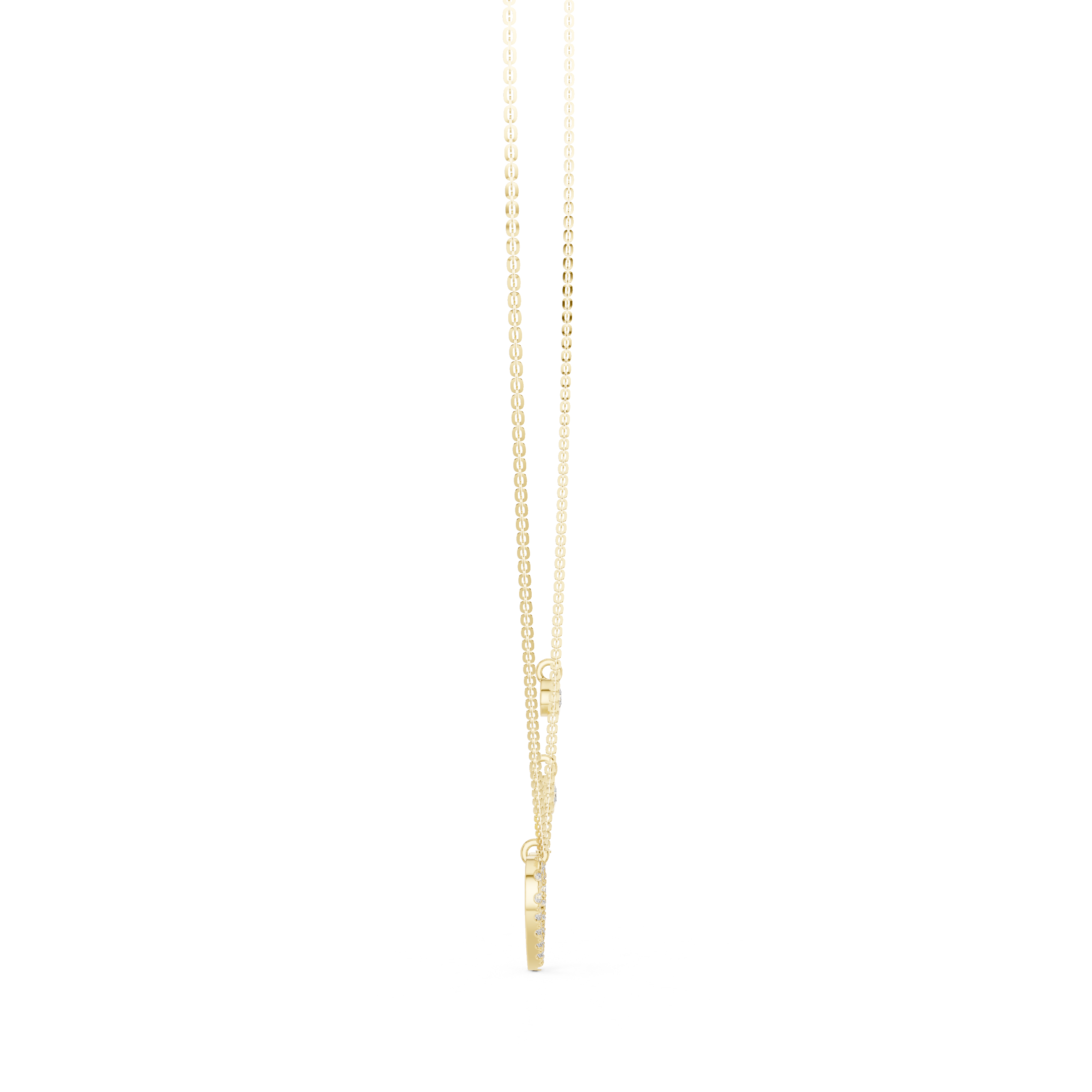Open Heart Charm Diamond Pendant in Yellow Gold - VYKA Diamonds