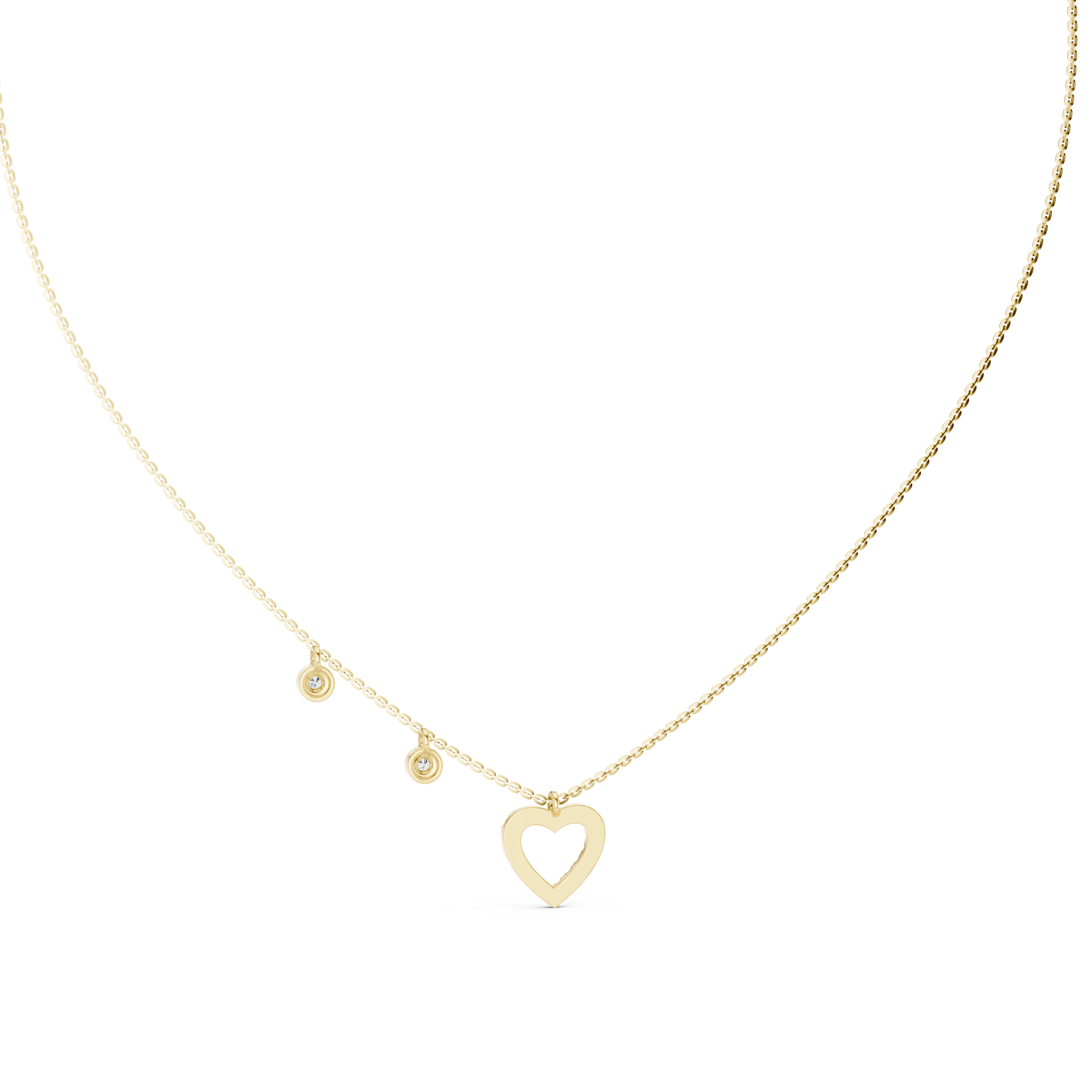 Open Heart Charm Diamond Pendant in Yellow Gold - VYKA Diamonds