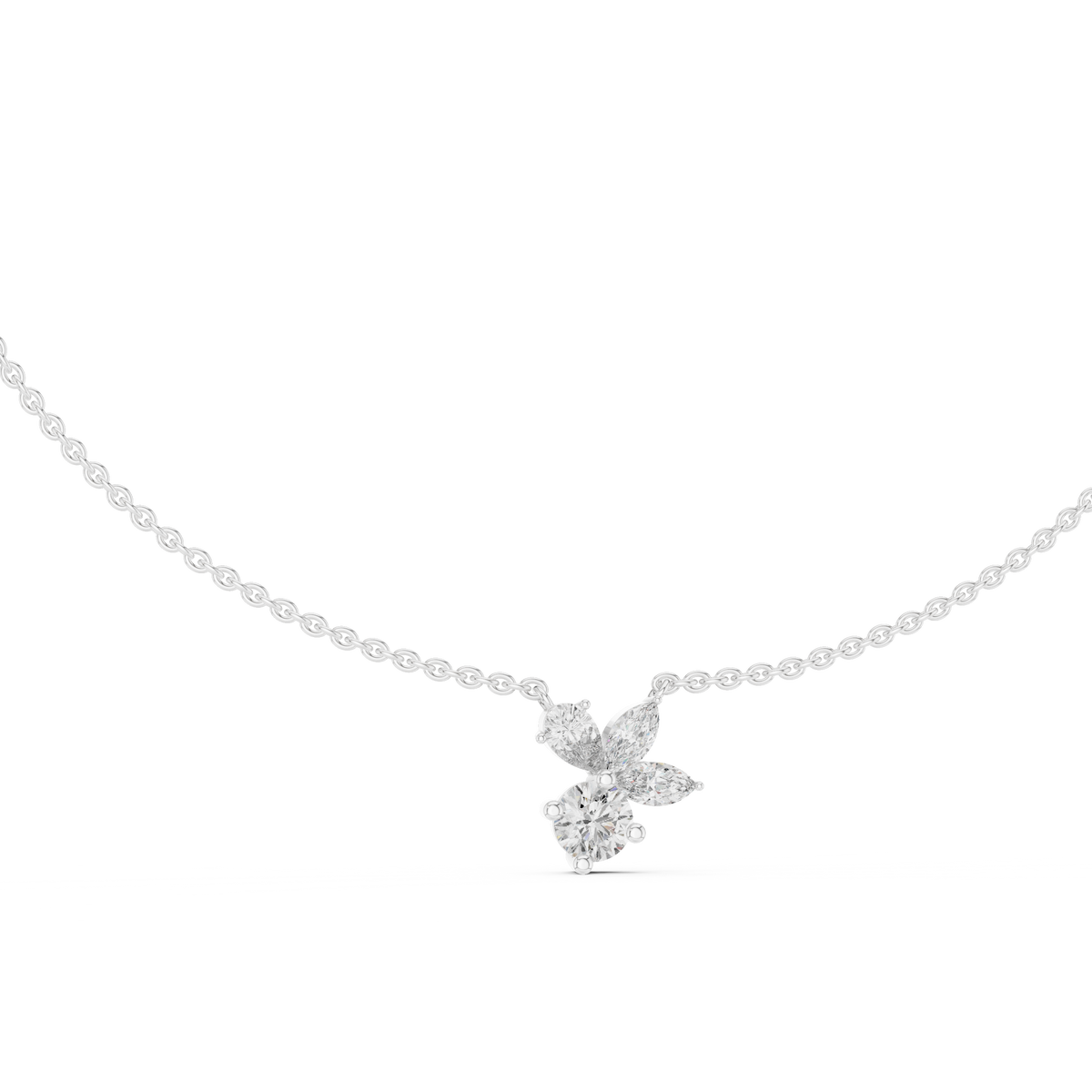 Marquise and Pear Butterfly Diamond Necklace
