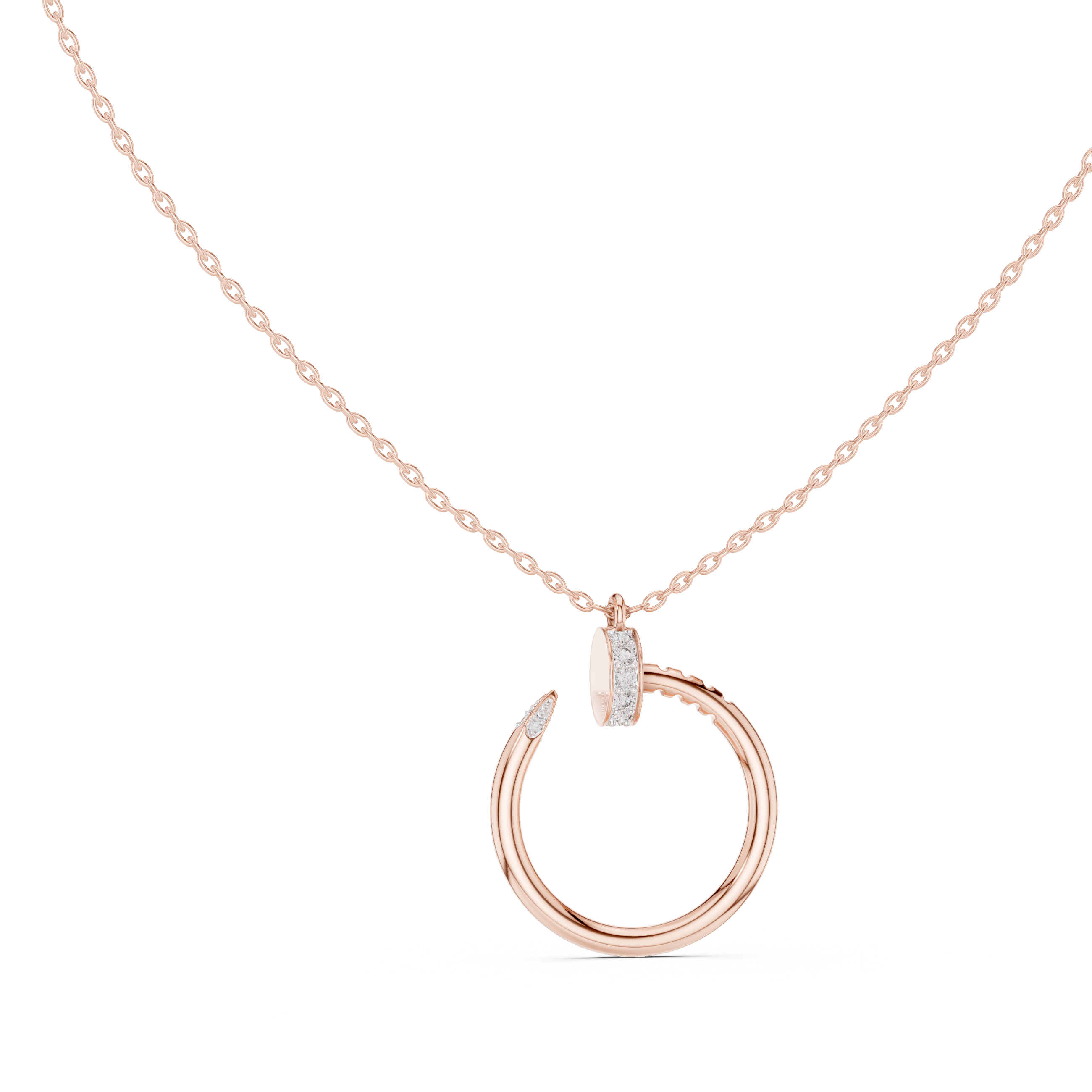 Coiled Nail Loop Diamond Pendant in Rose Gold - VYKA Diamonds