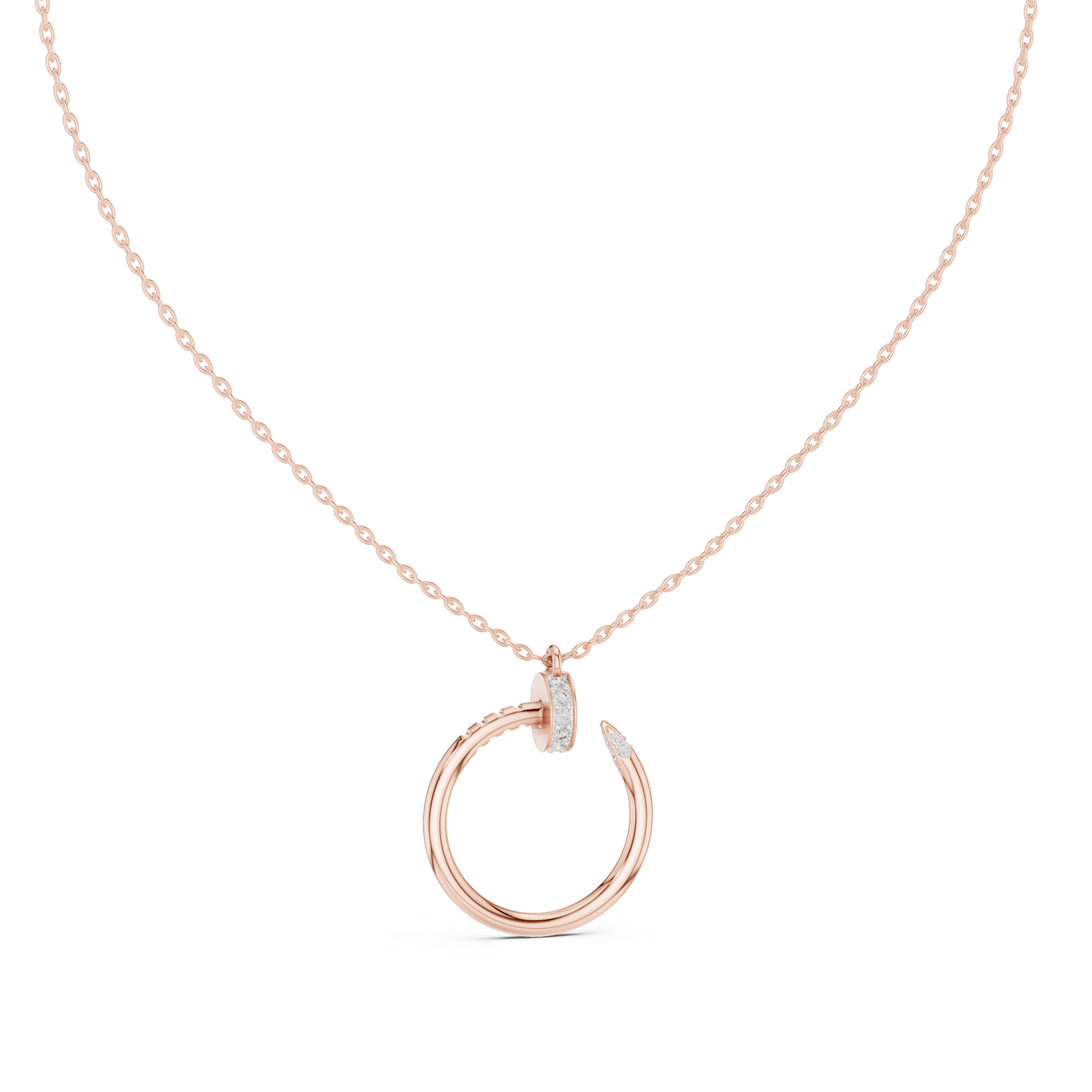 Coiled Nail Loop Diamond Pendant in Rose Gold - VYKA Diamonds