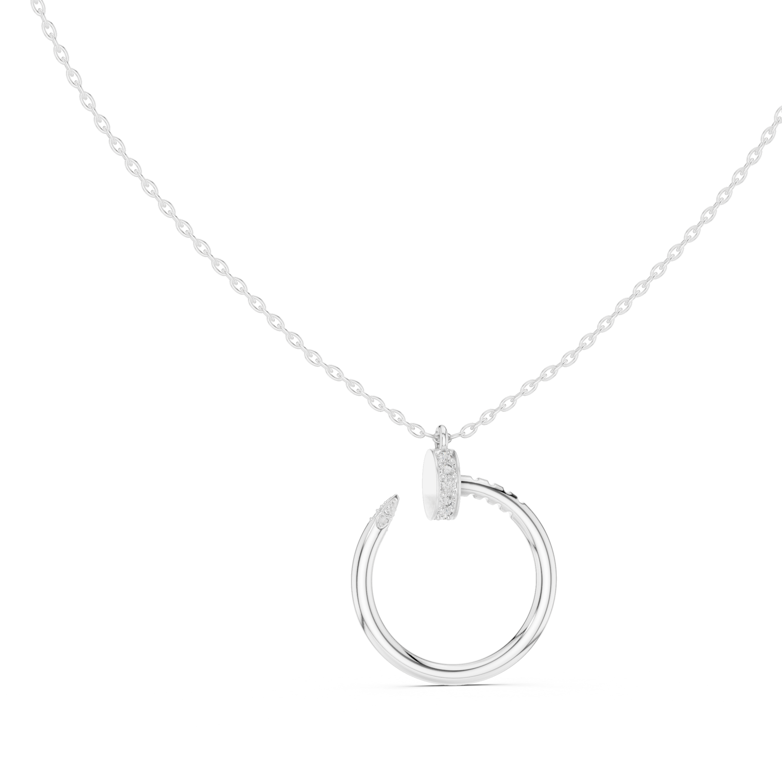 Coiled Nail Loop Diamond Pendant in White Gold - VYKA Diamonds