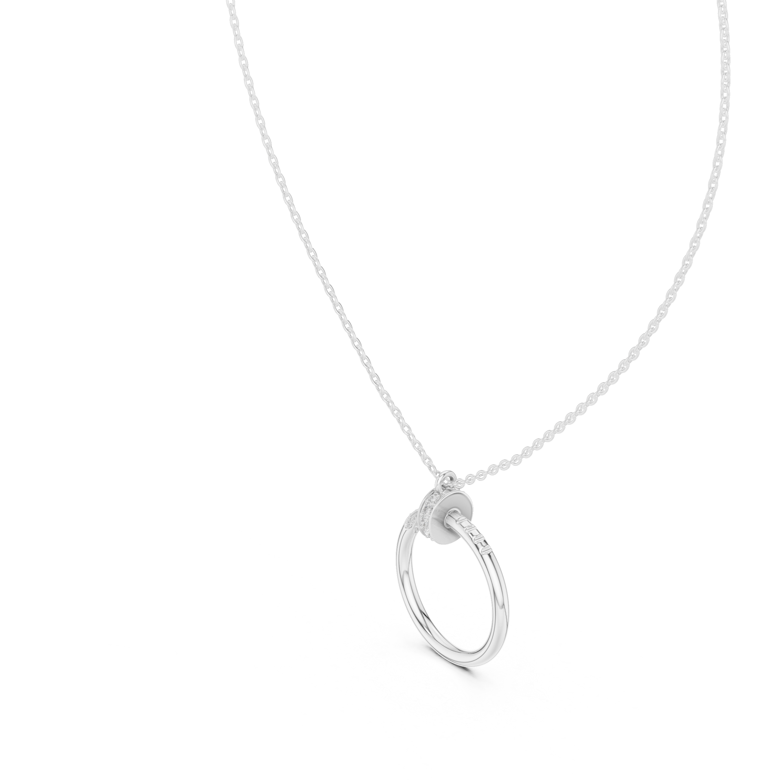 Coiled Nail Loop Diamond Pendant in White Gold - VYKA Diamonds