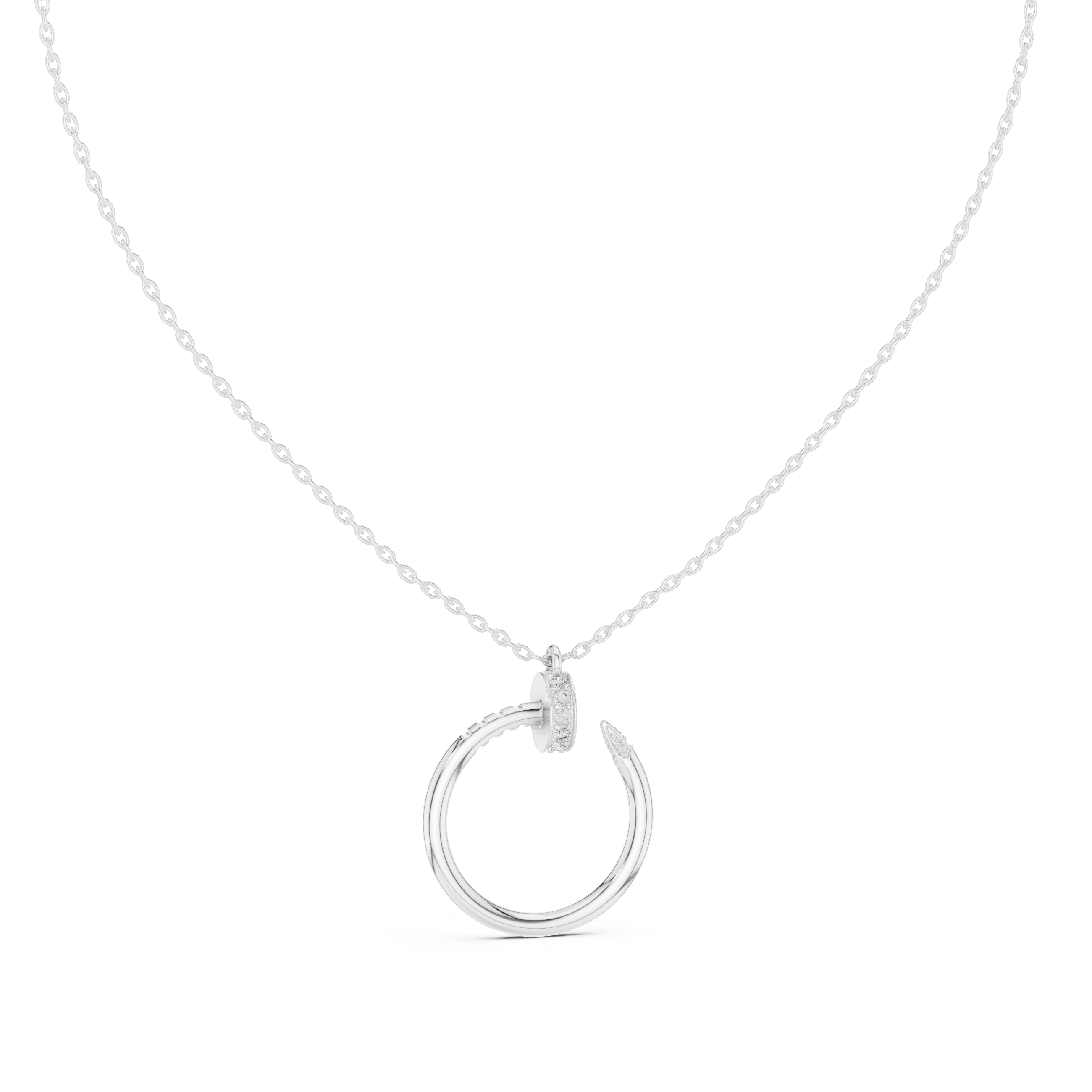 Coiled Nail Loop Diamond Pendant in White Gold - VYKA Diamonds