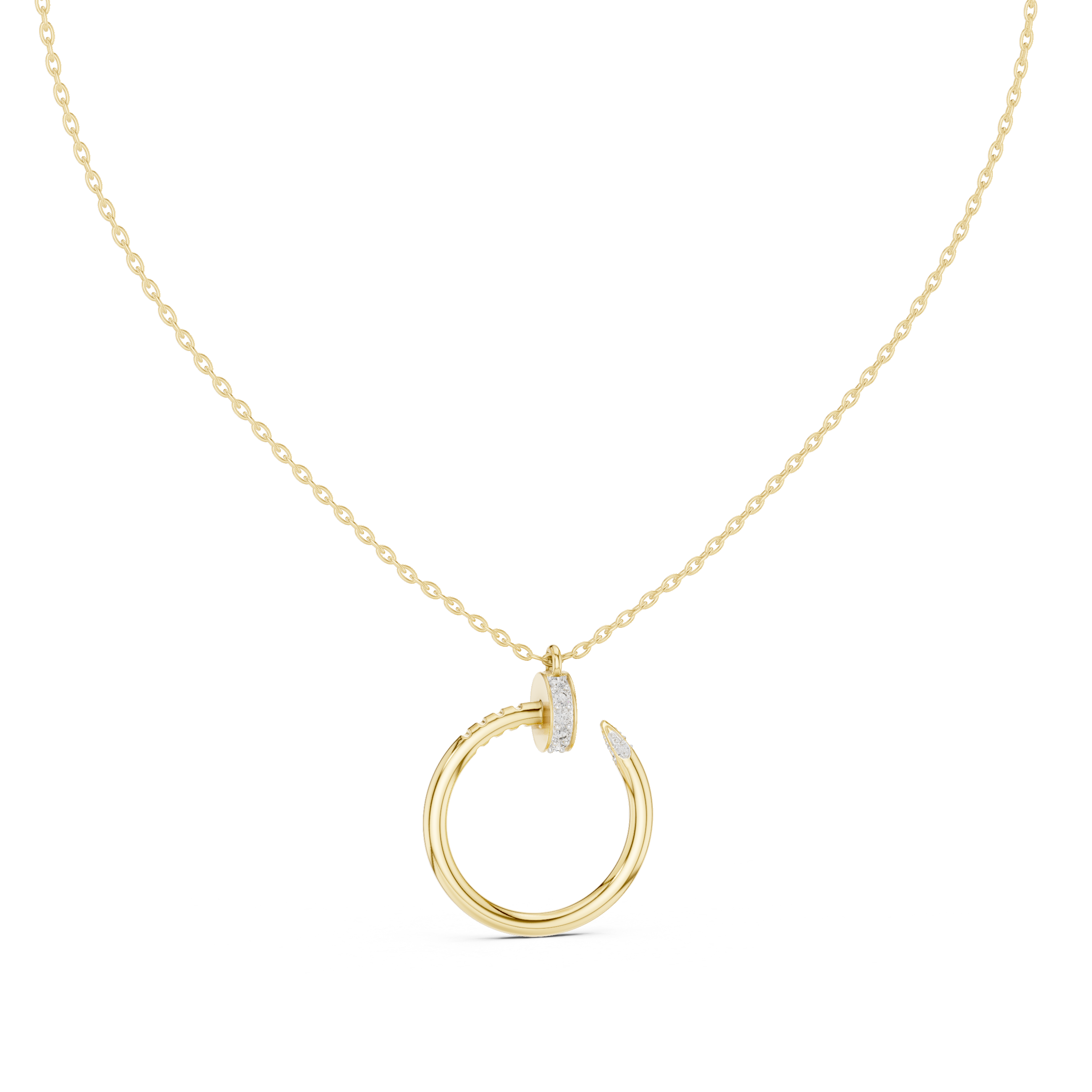 Coiled Nail Loop Diamond Pendant in Yellow Gold - VYKA Diamonds
