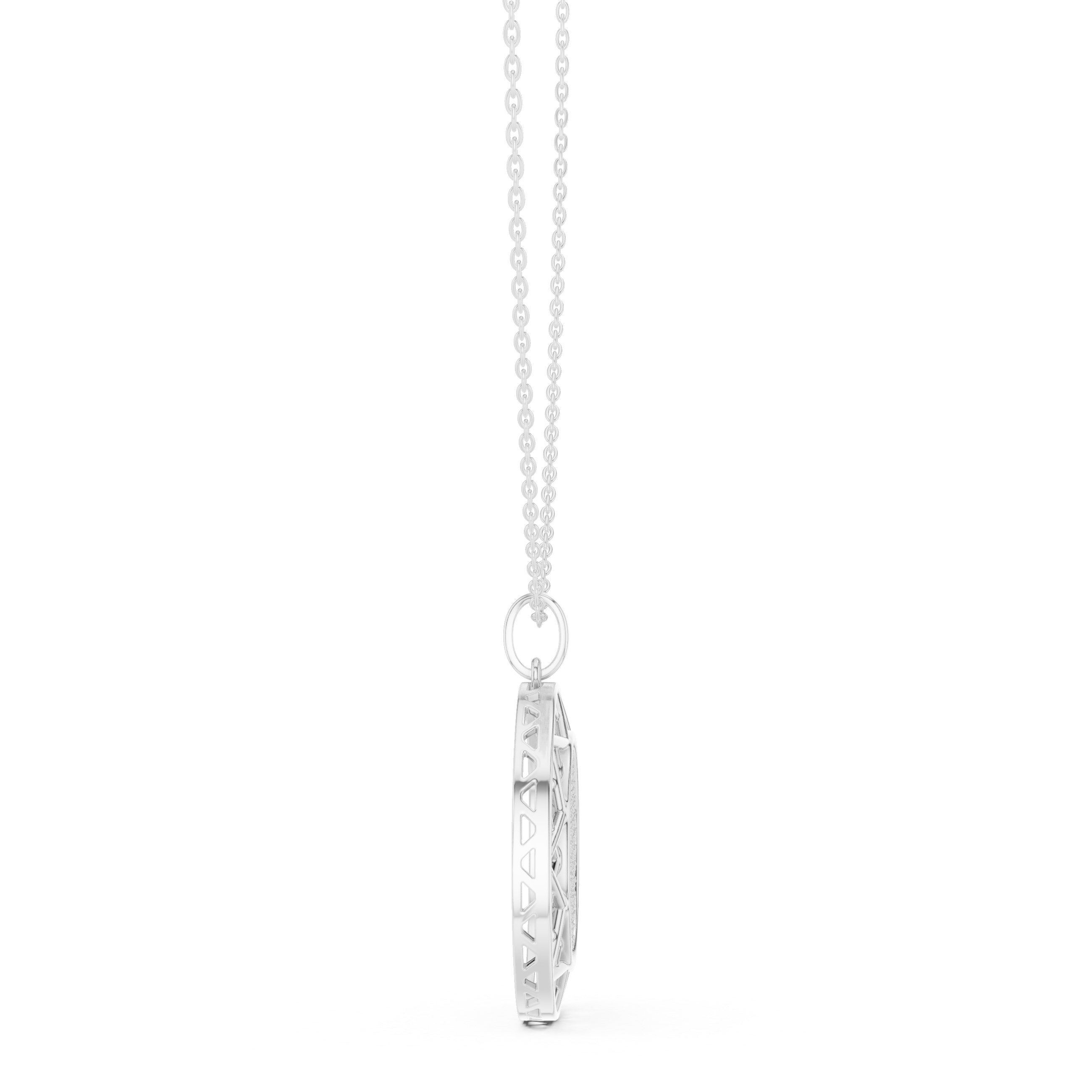 Lattice Medallion Diamond Pendant in White Gold - VYKA Diamonds