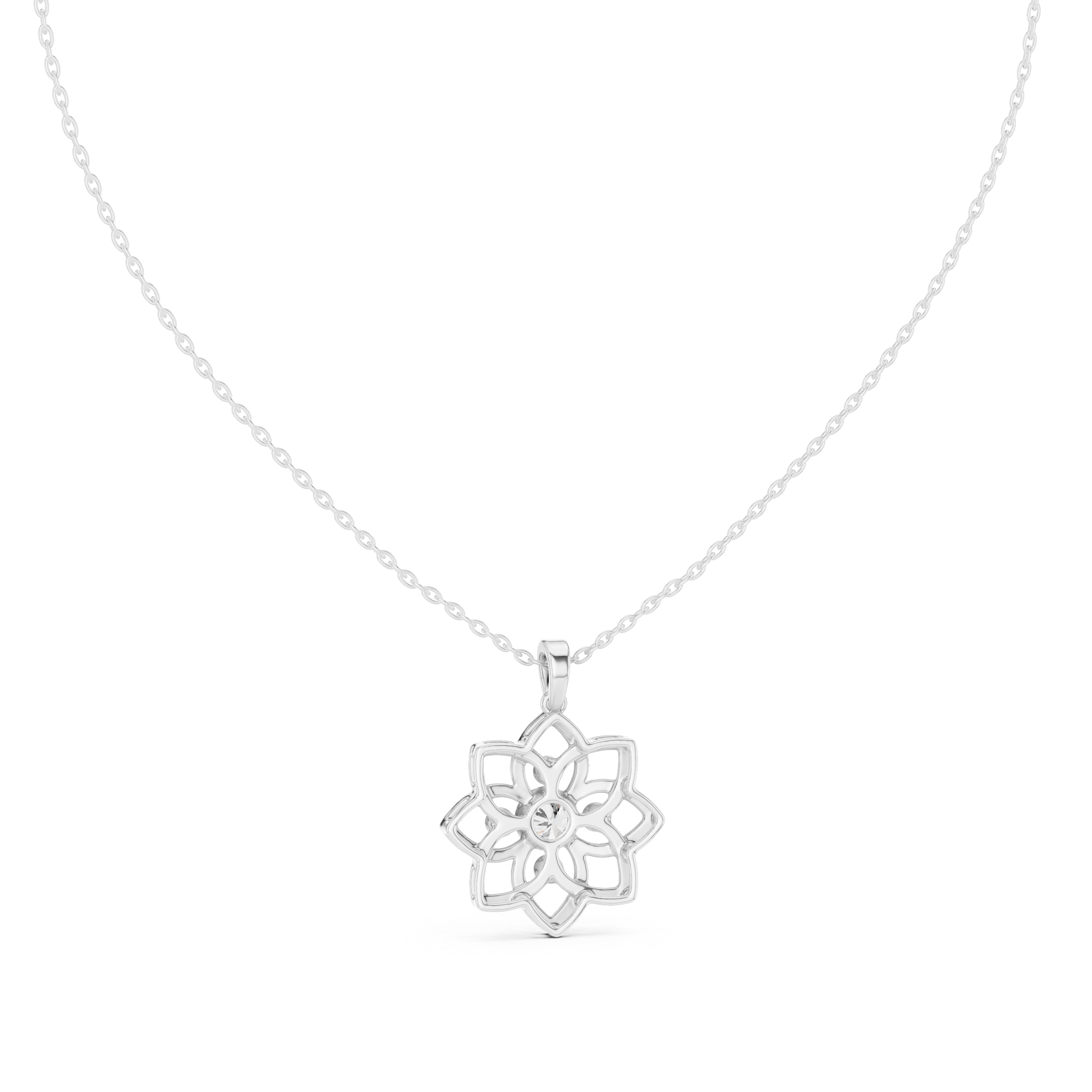 Open Bloom Diamond Pendant in White Gold - VYKA Diamonds