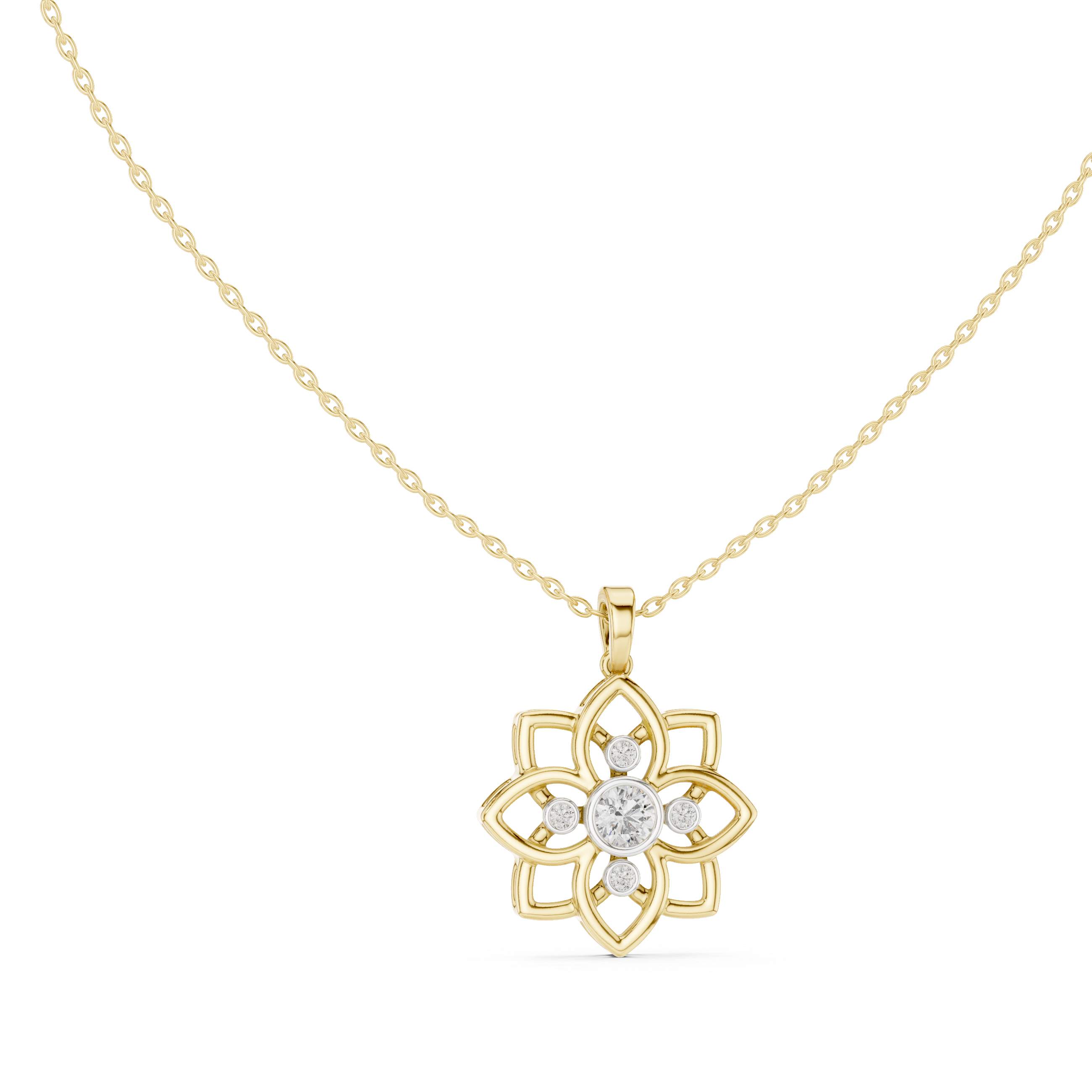 Open Bloom Diamond Pendant in Yellow Gold - VYKA Diamonds