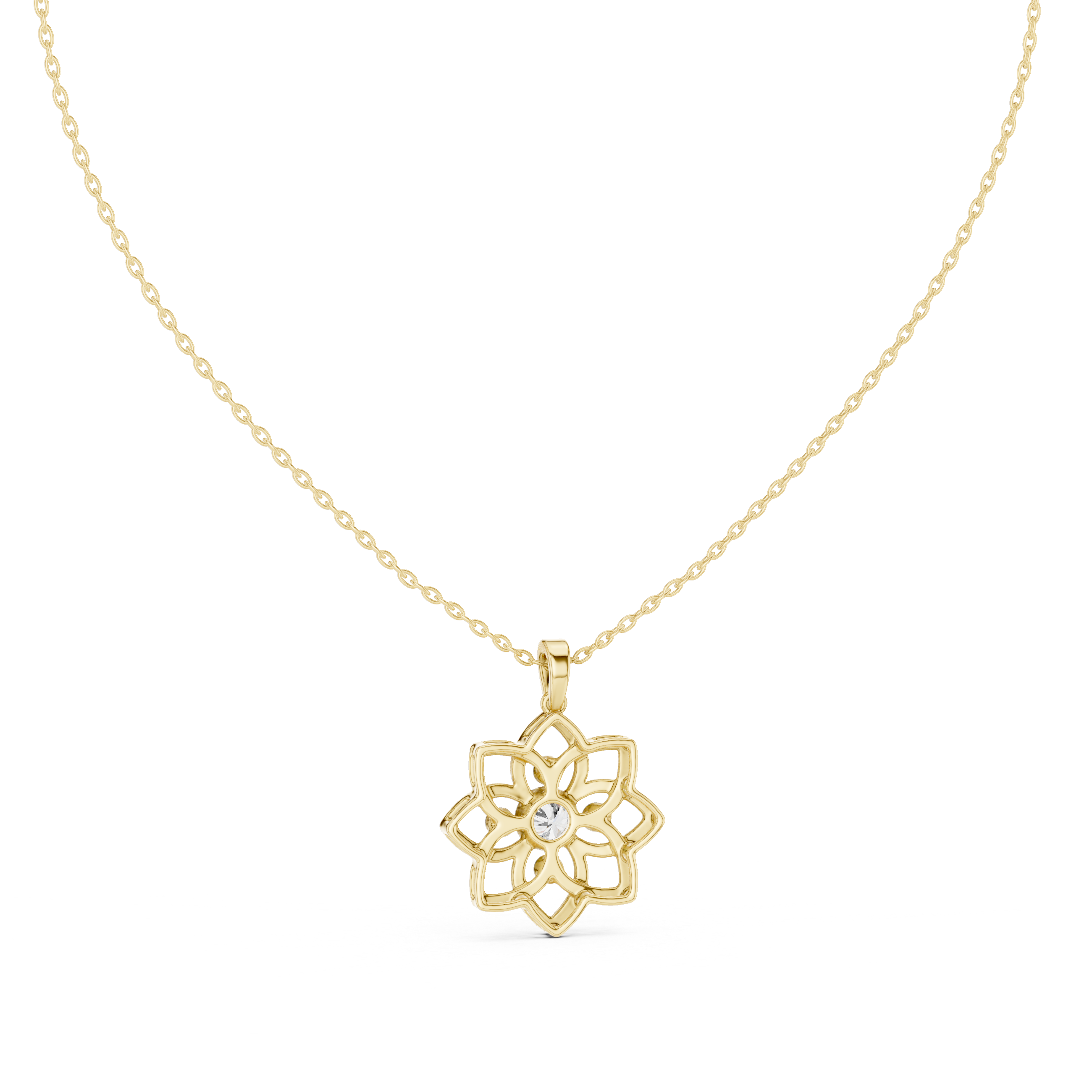 Open Bloom Diamond Pendant in Yellow Gold - VYKA Diamonds