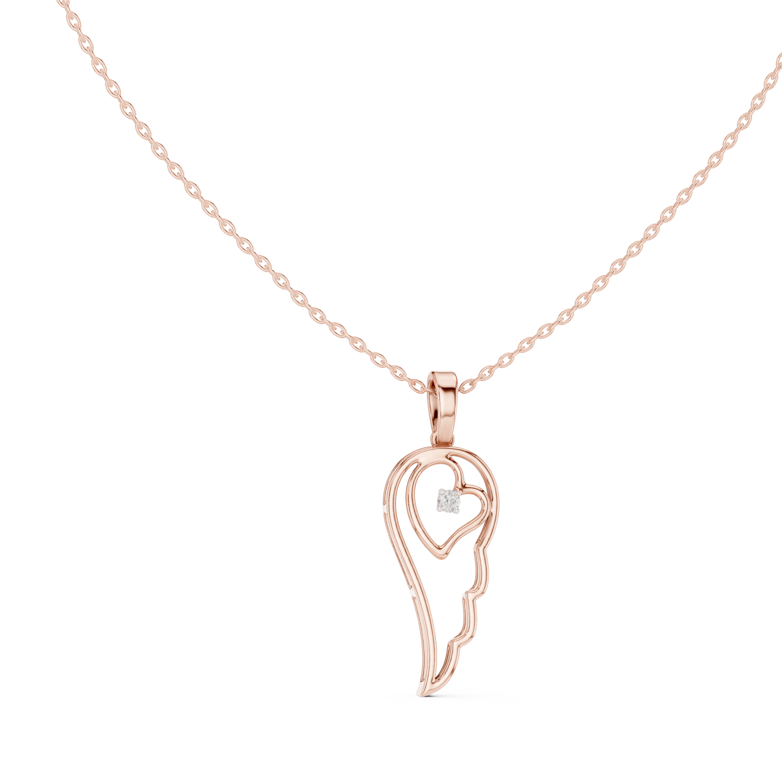 تعليقة ألماس على شكل ظلي العقل والقلب in Rose Gold - VYKA Diamonds