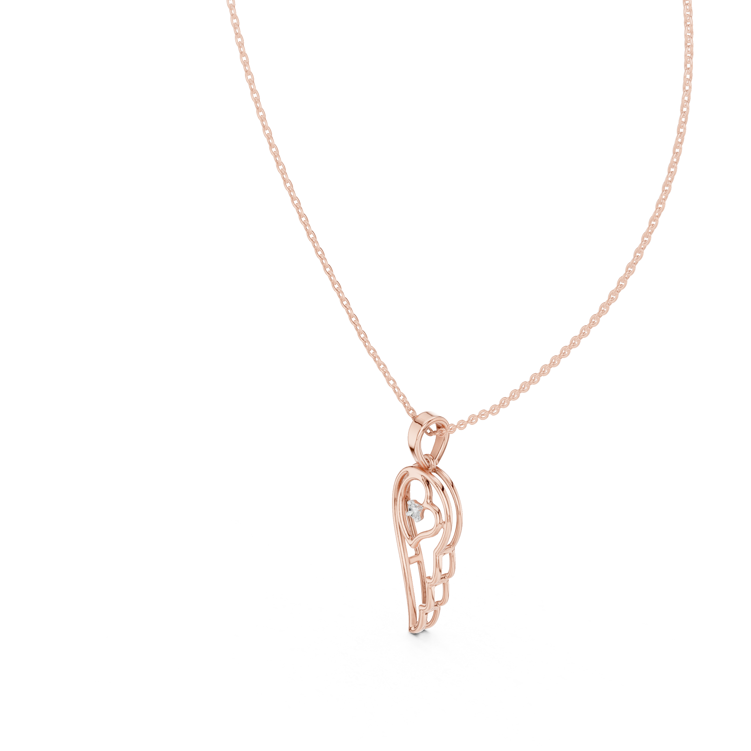 تعليقة ألماس على شكل ظلي العقل والقلب in Rose Gold - VYKA Diamonds
