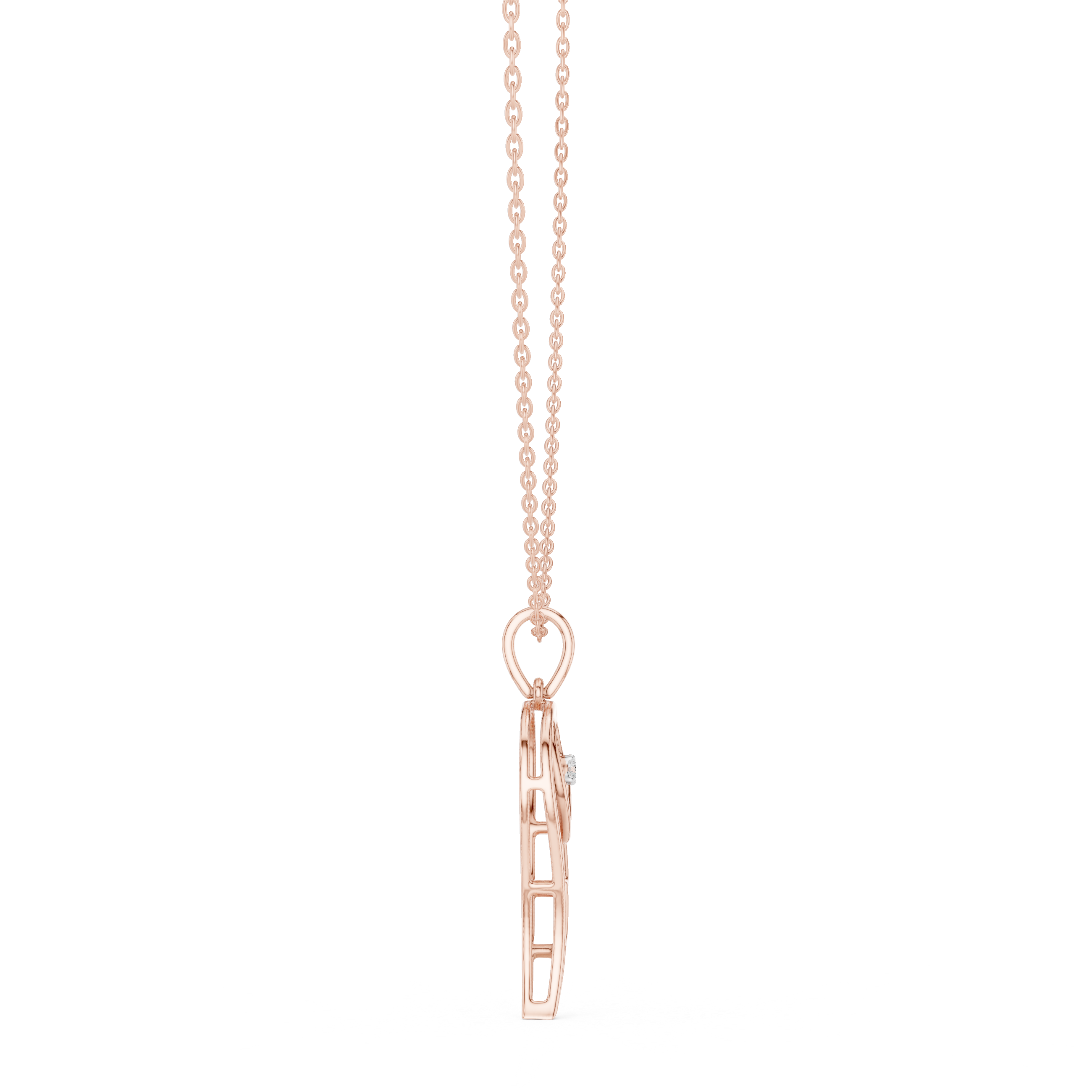 تعليقة ألماس على شكل ظلي العقل والقلب in Rose Gold - VYKA Diamonds