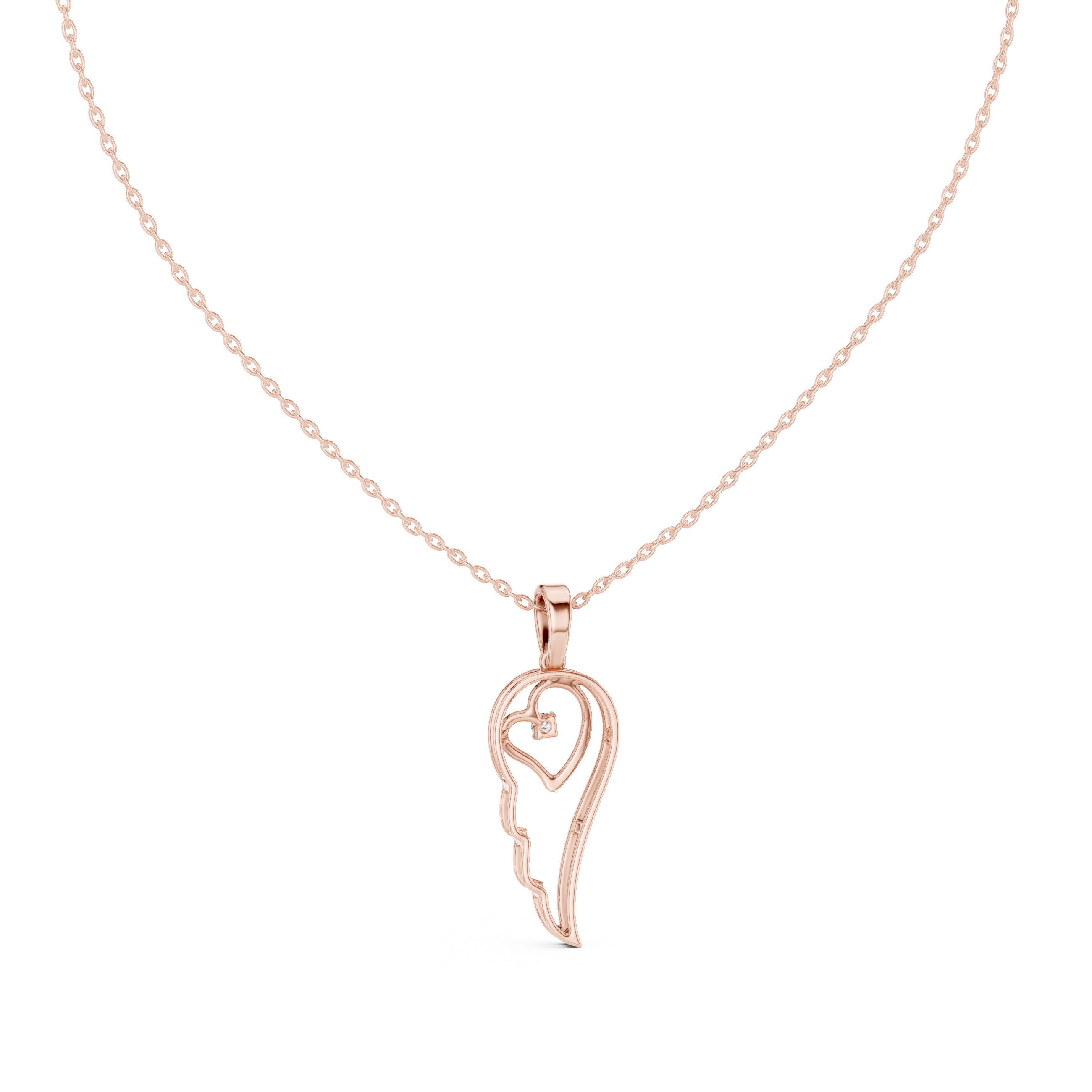 تعليقة ألماس على شكل ظلي العقل والقلب in Rose Gold - VYKA Diamonds
