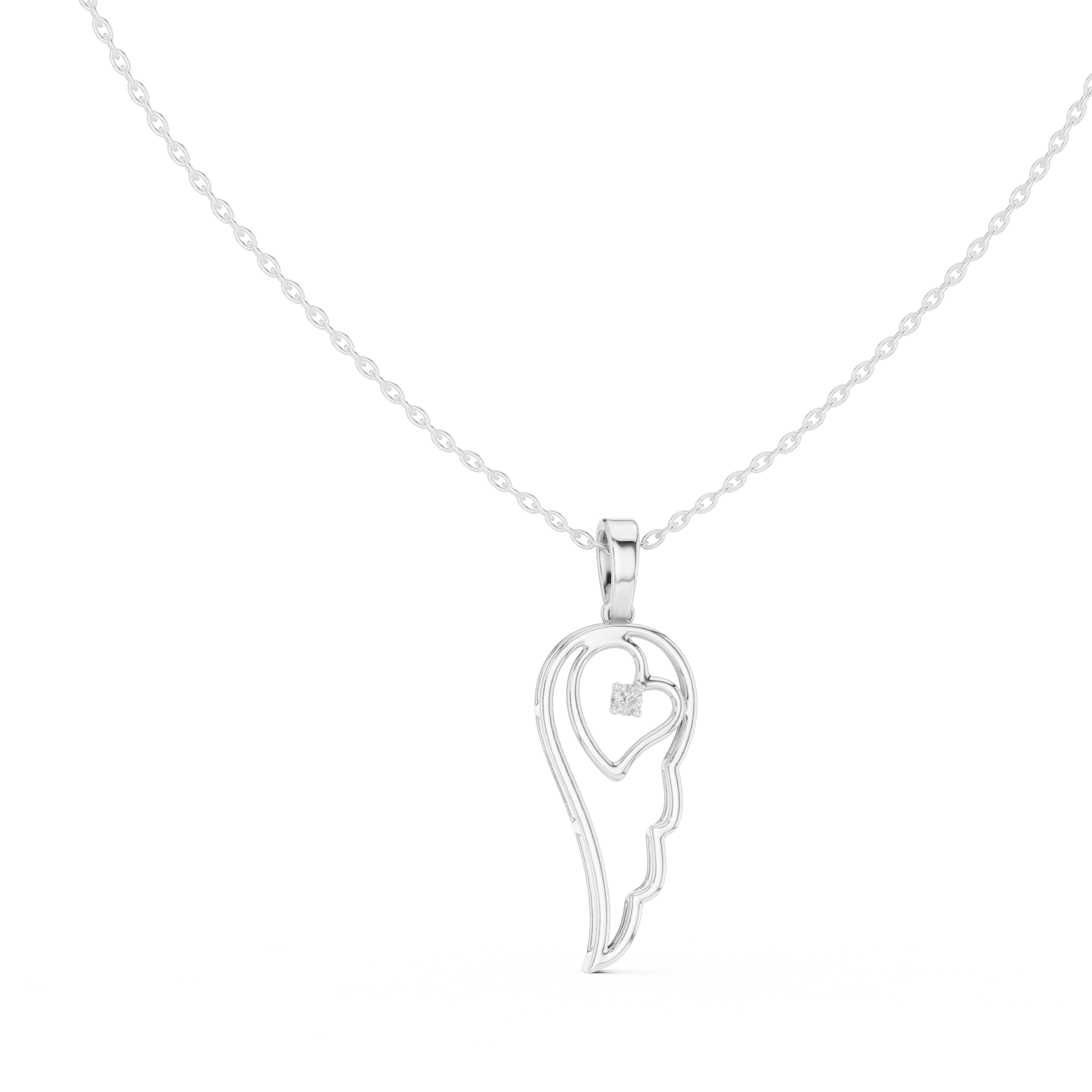تعليقة ألماس على شكل ظلي العقل والقلب in White Gold - VYKA Diamonds