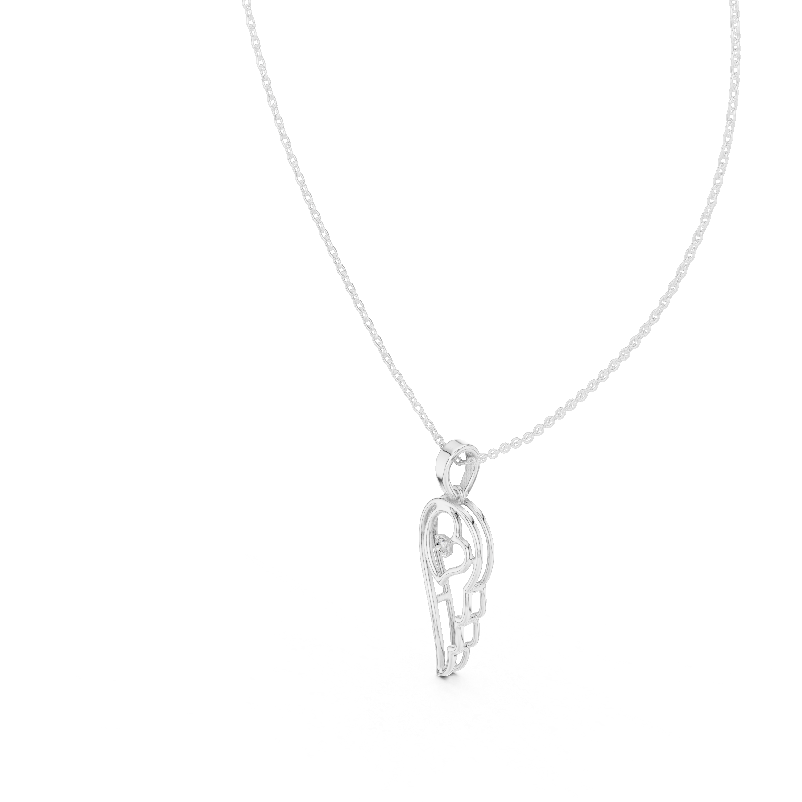 تعليقة ألماس على شكل ظلي العقل والقلب in White Gold - VYKA Diamonds