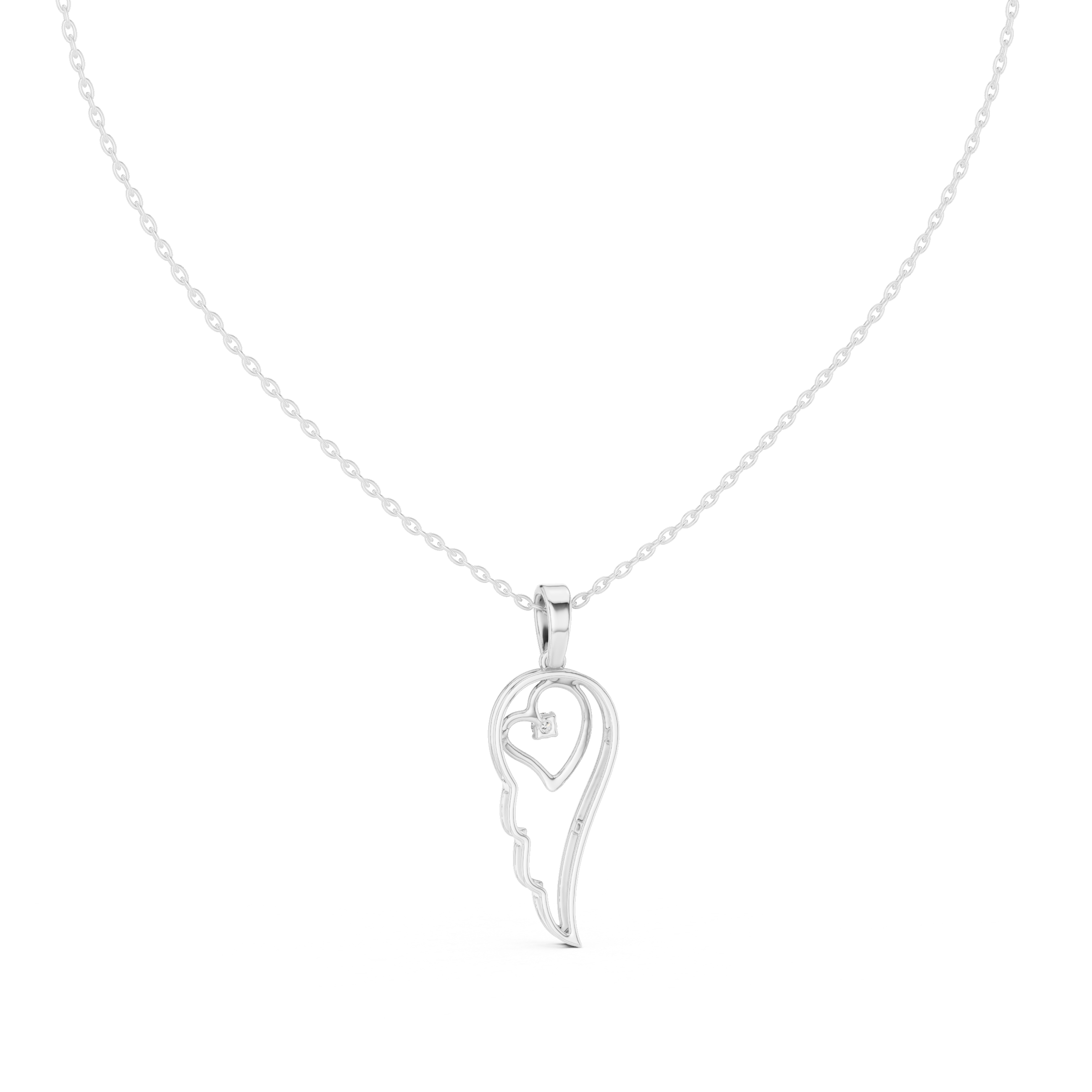 تعليقة ألماس على شكل ظلي العقل والقلب in White Gold - VYKA Diamonds