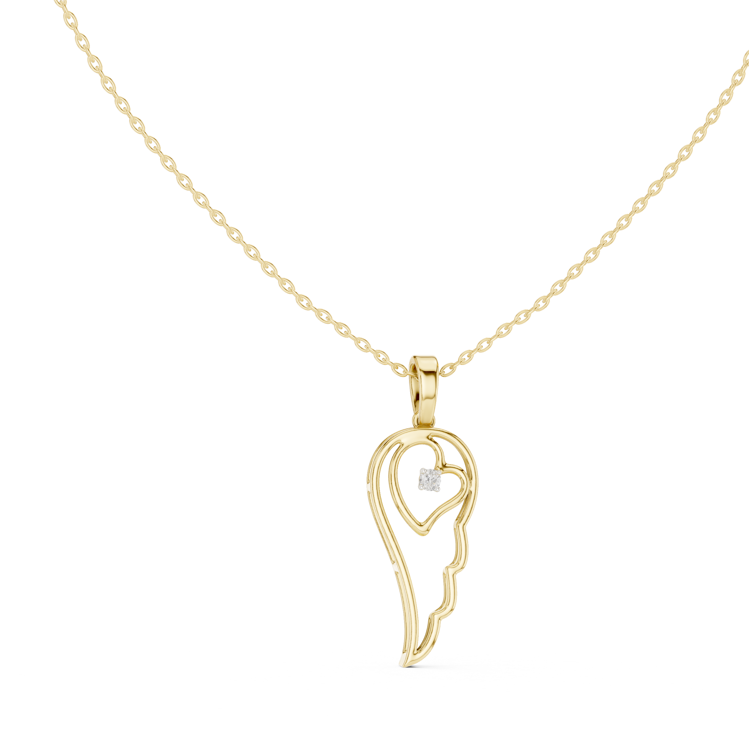 تعليقة ألماس على شكل ظلي العقل والقلب in Yellow Gold - VYKA Diamonds