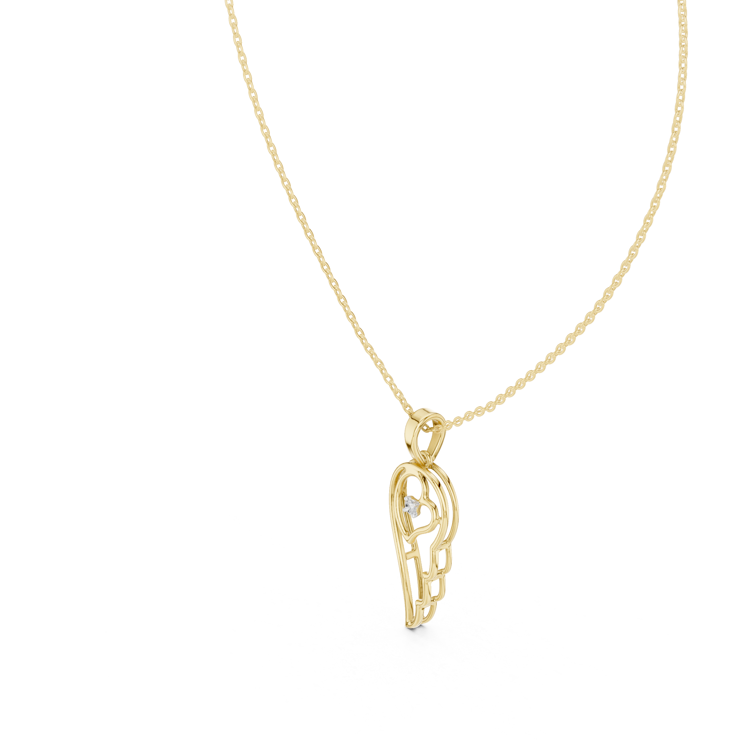 تعليقة ألماس على شكل ظلي العقل والقلب in Yellow Gold - VYKA Diamonds