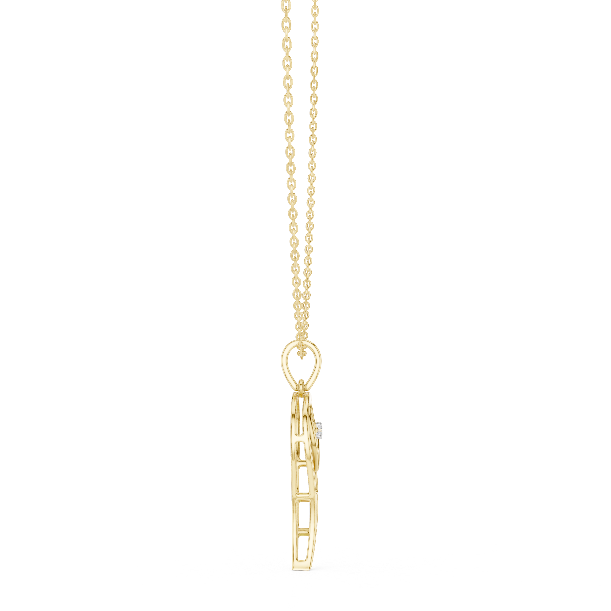 تعليقة ألماس على شكل ظلي العقل والقلب in Yellow Gold - VYKA Diamonds