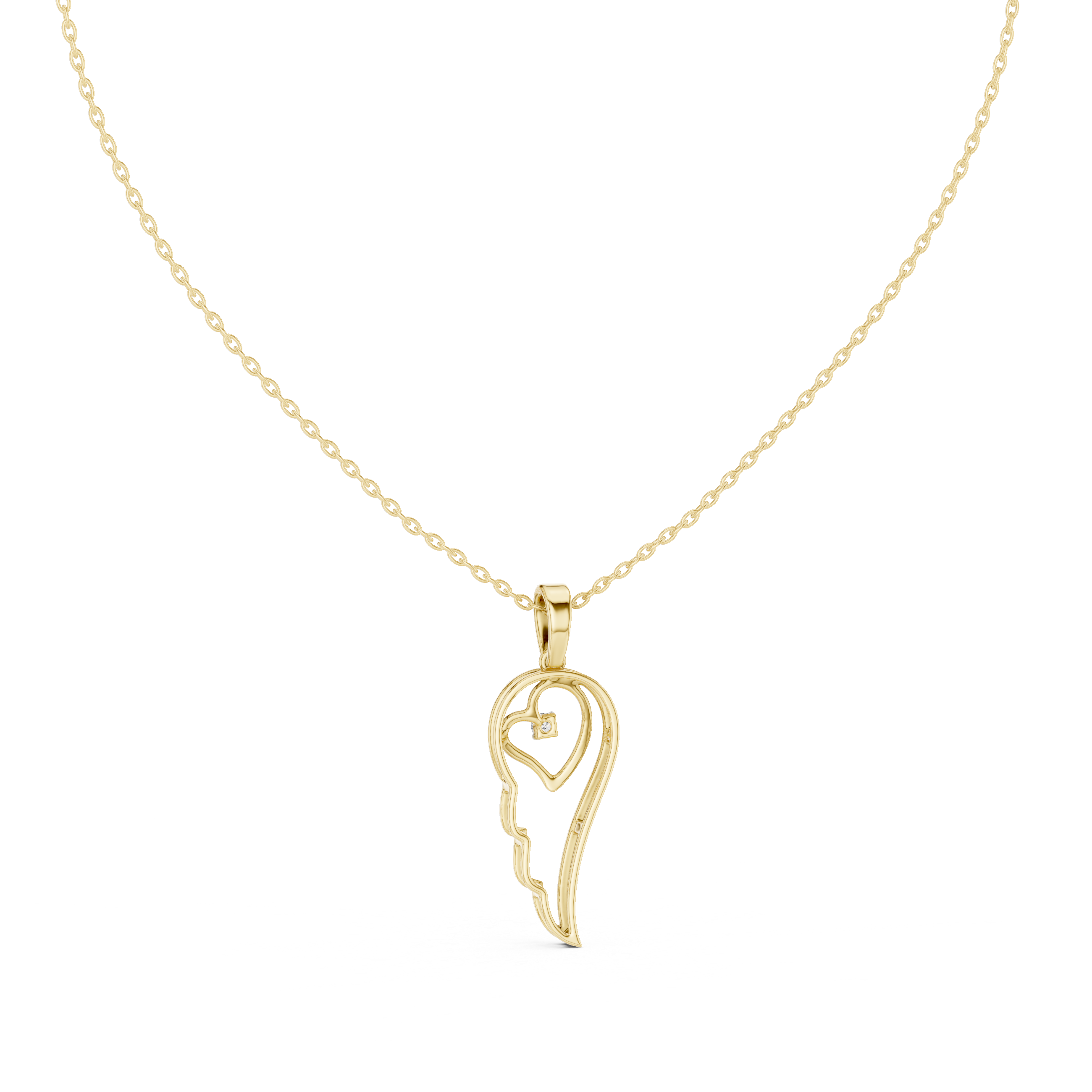 تعليقة ألماس على شكل ظلي العقل والقلب in Yellow Gold - VYKA Diamonds