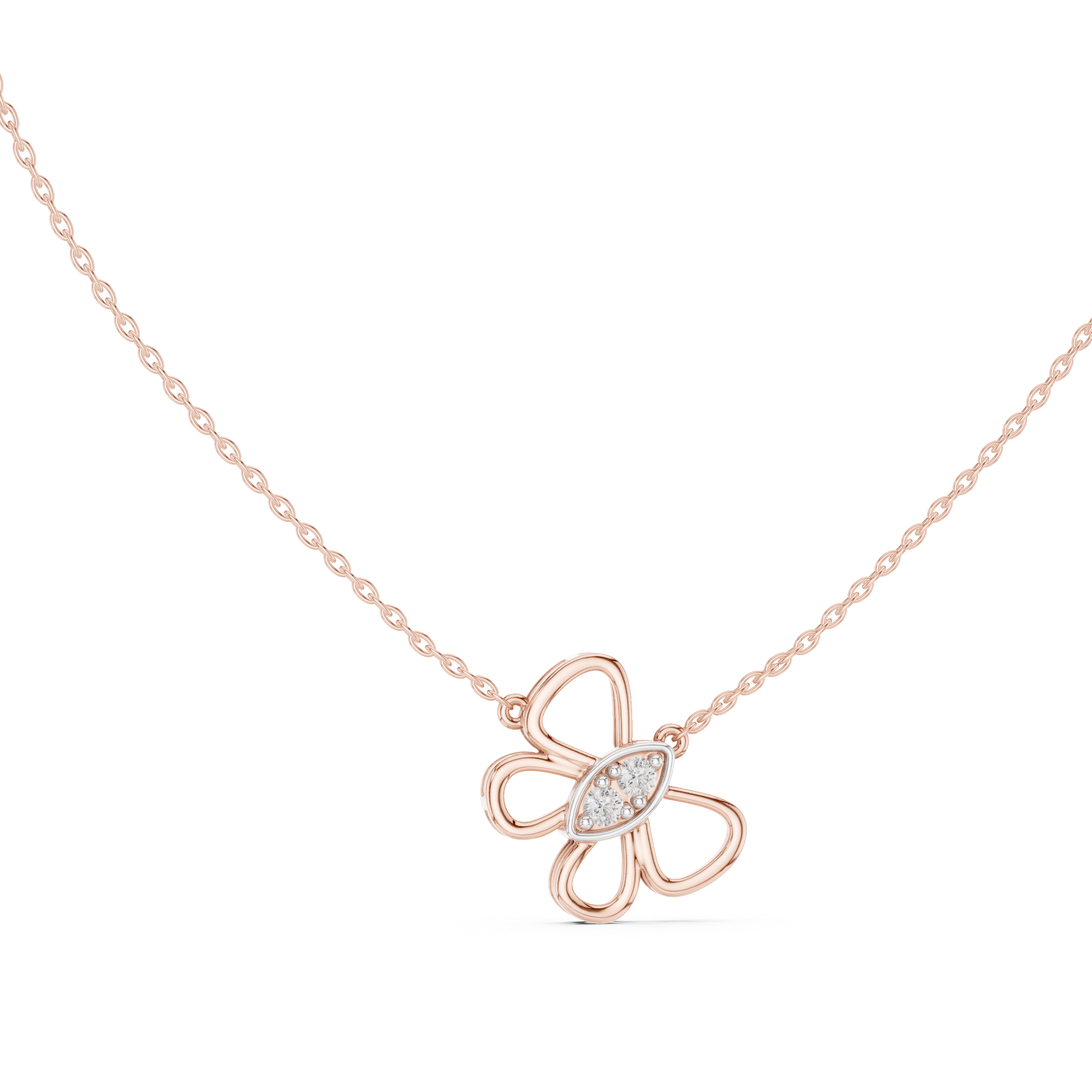 Butterfly Diamond Pendant in Rose Gold - VYKA Diamonds