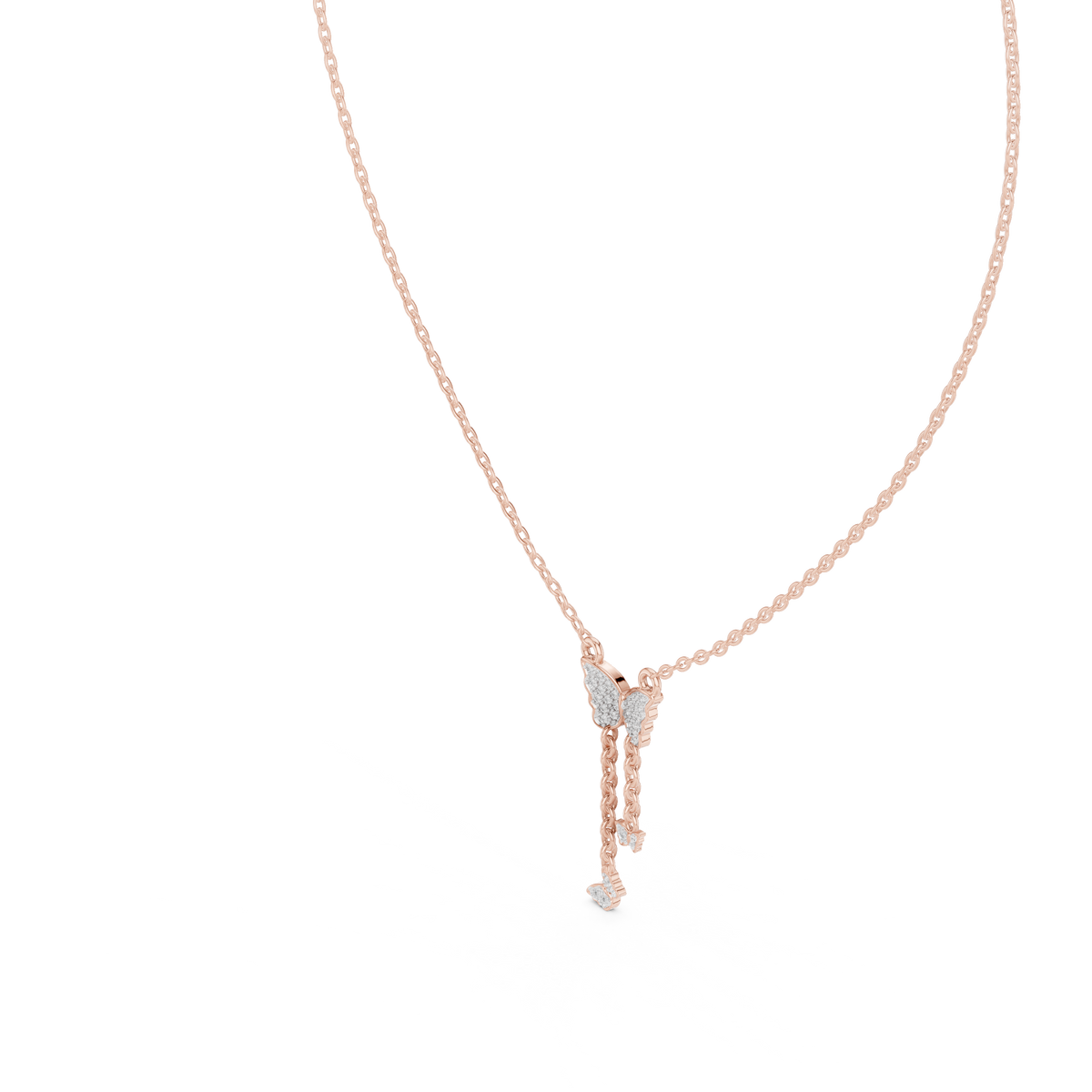 Pave Butterfly Lariat Diamond Necklace