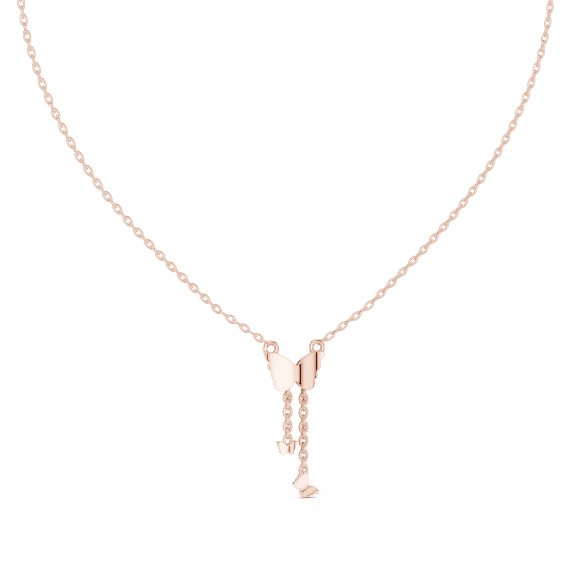 Pave Butterfly Lariat Diamond Necklace
