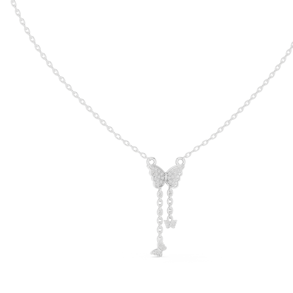 Pave Butterfly Lariat Diamond Necklace