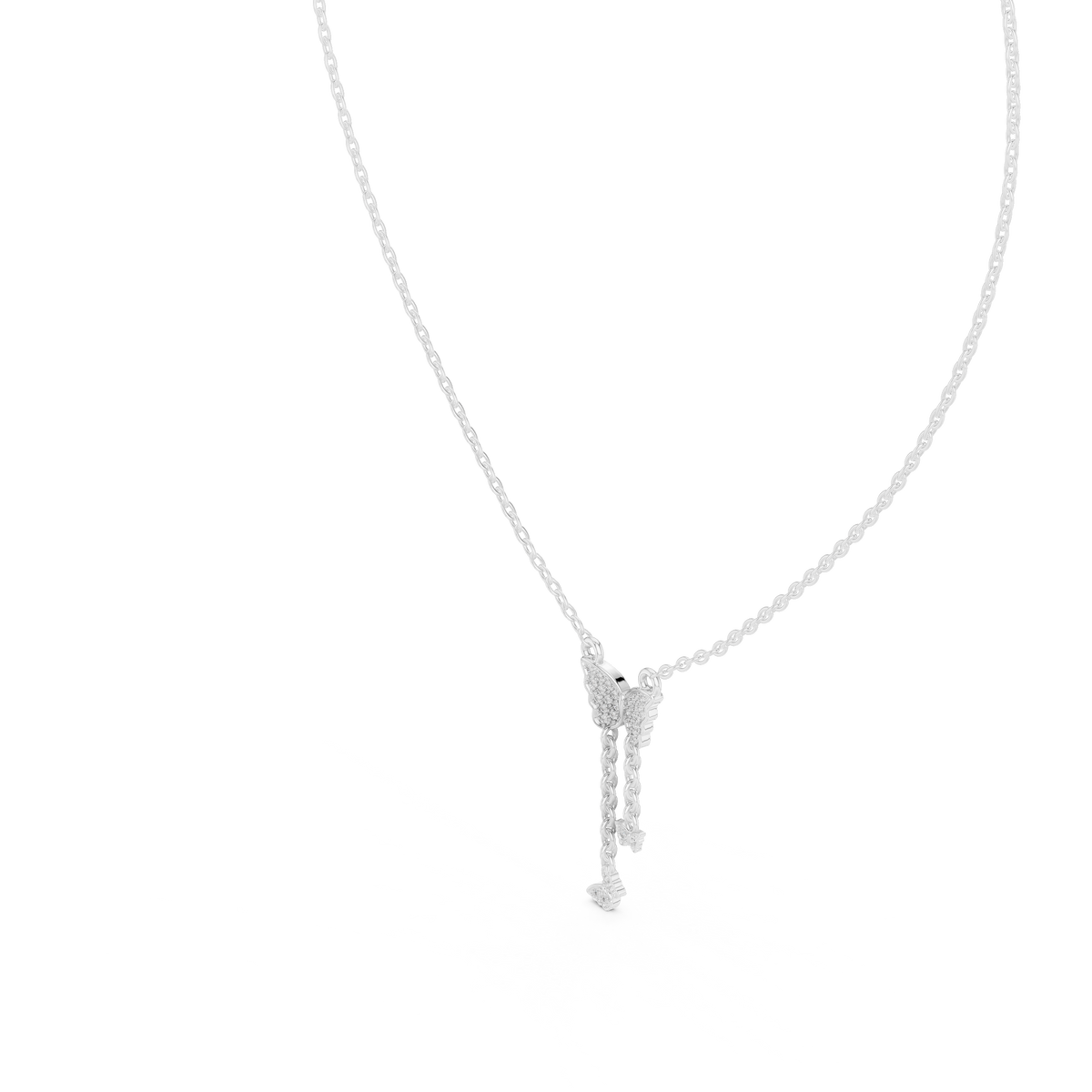 Pave Butterfly Lariat Diamond Necklace