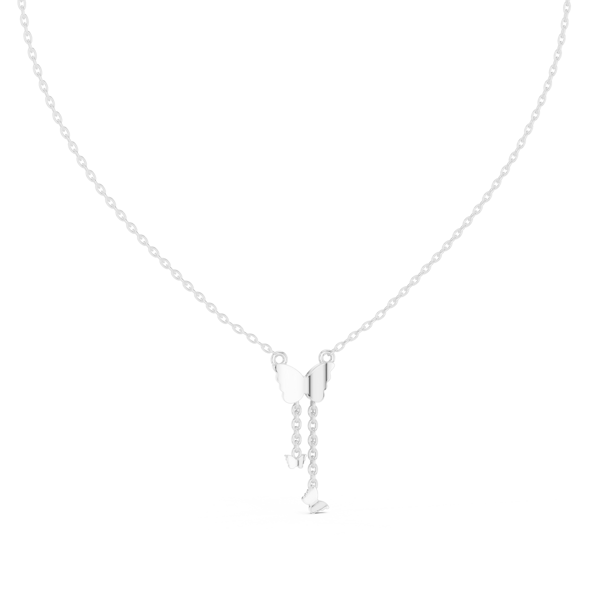 Pave Butterfly Lariat Diamond Necklace