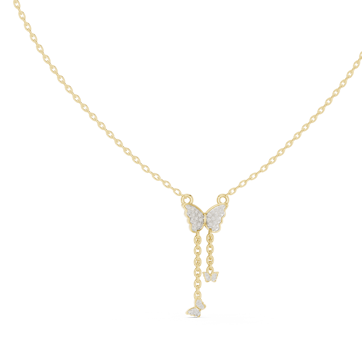 عقد لارييت بفراشة من ألماس الباڤيه in Yellow Gold - VYKA Diamonds