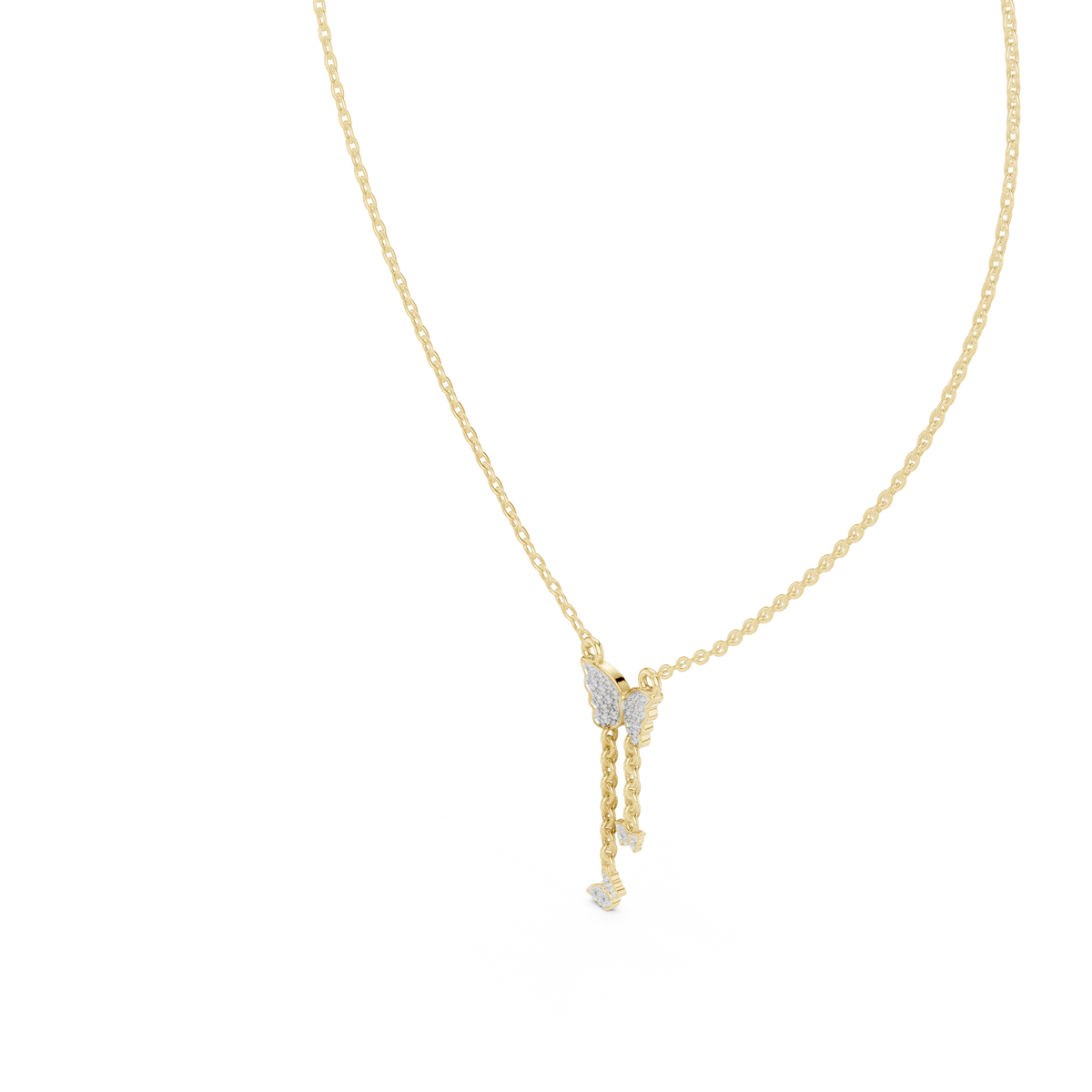 Pave Butterfly Lariat Diamond Necklace