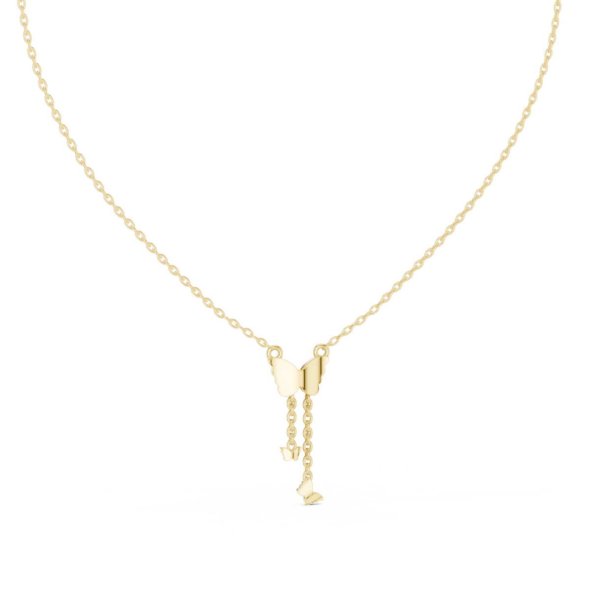 Pave Butterfly Lariat Diamond Necklace