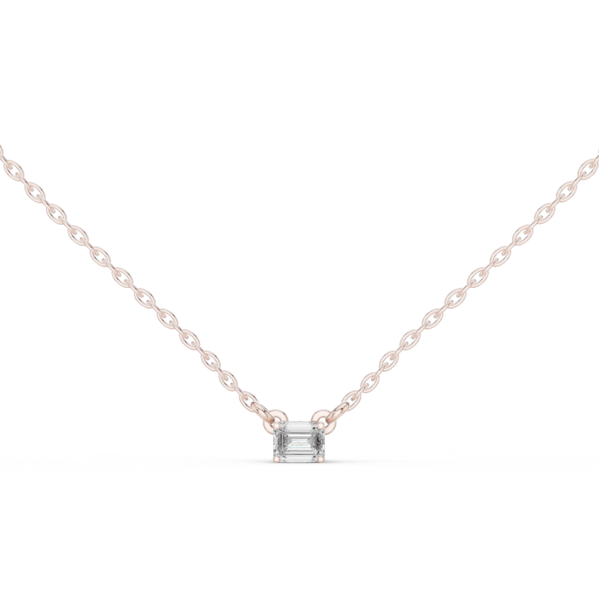 عقد سوليتير بألماسة إمرلد in Rose Gold - VYKA Diamonds
