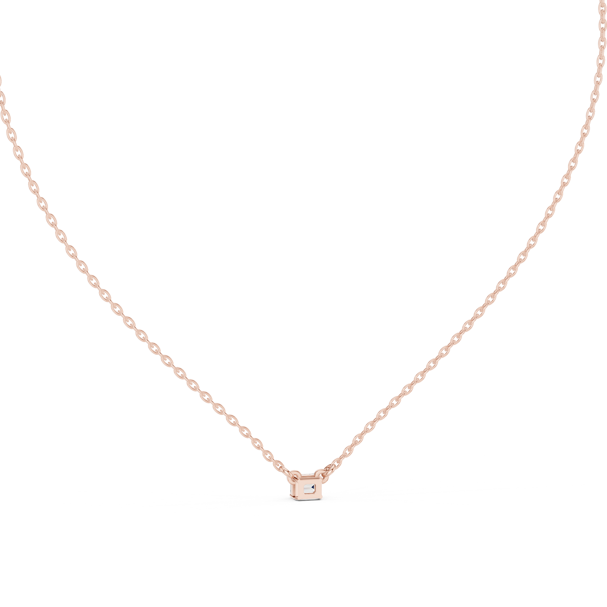 Emerald Cut Solitaire Diamond Necklace