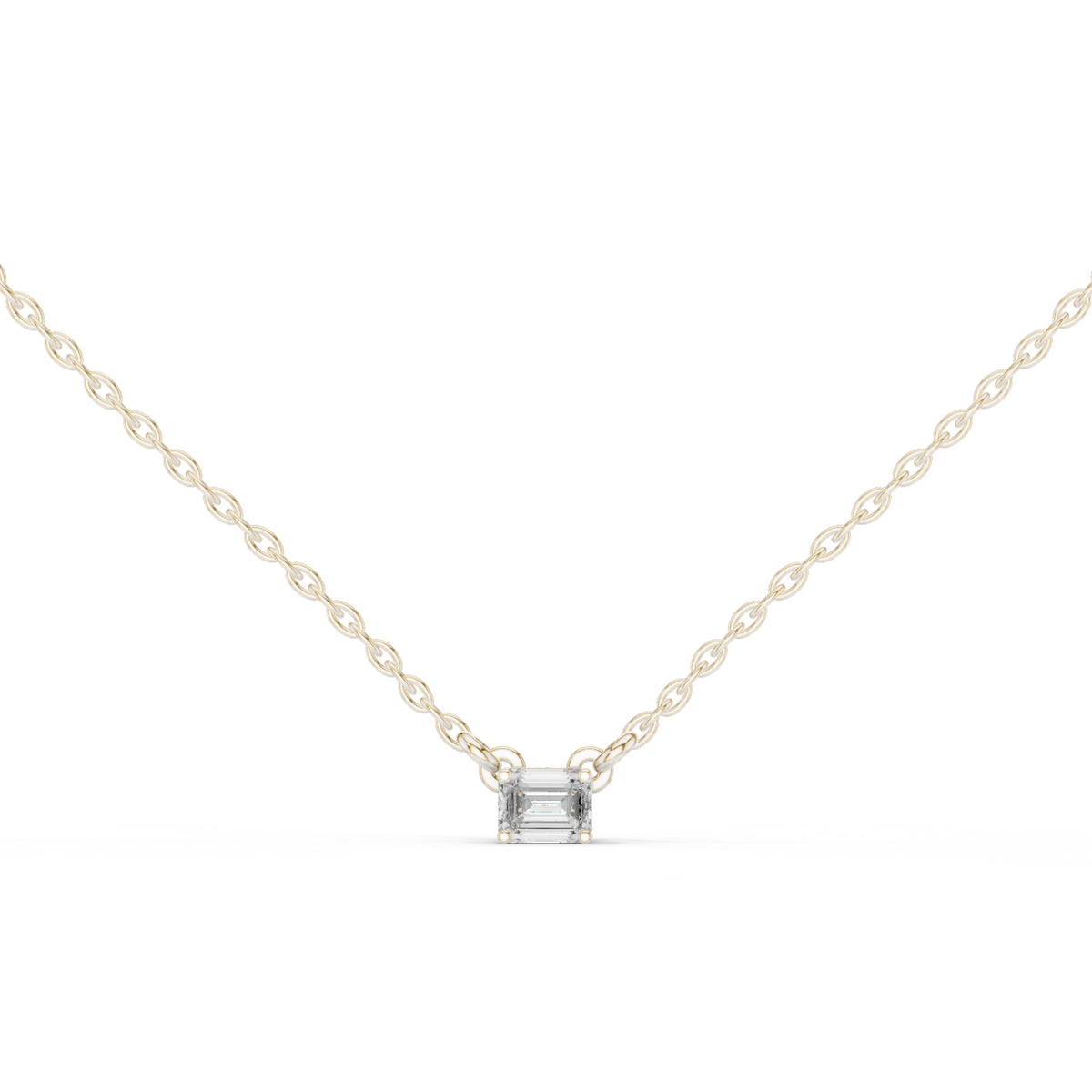 Emerald Cut Solitaire Diamond Necklace