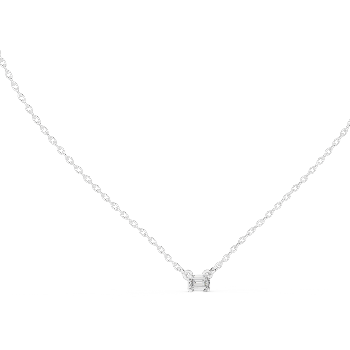 Emerald Cut Solitaire Diamond Necklace