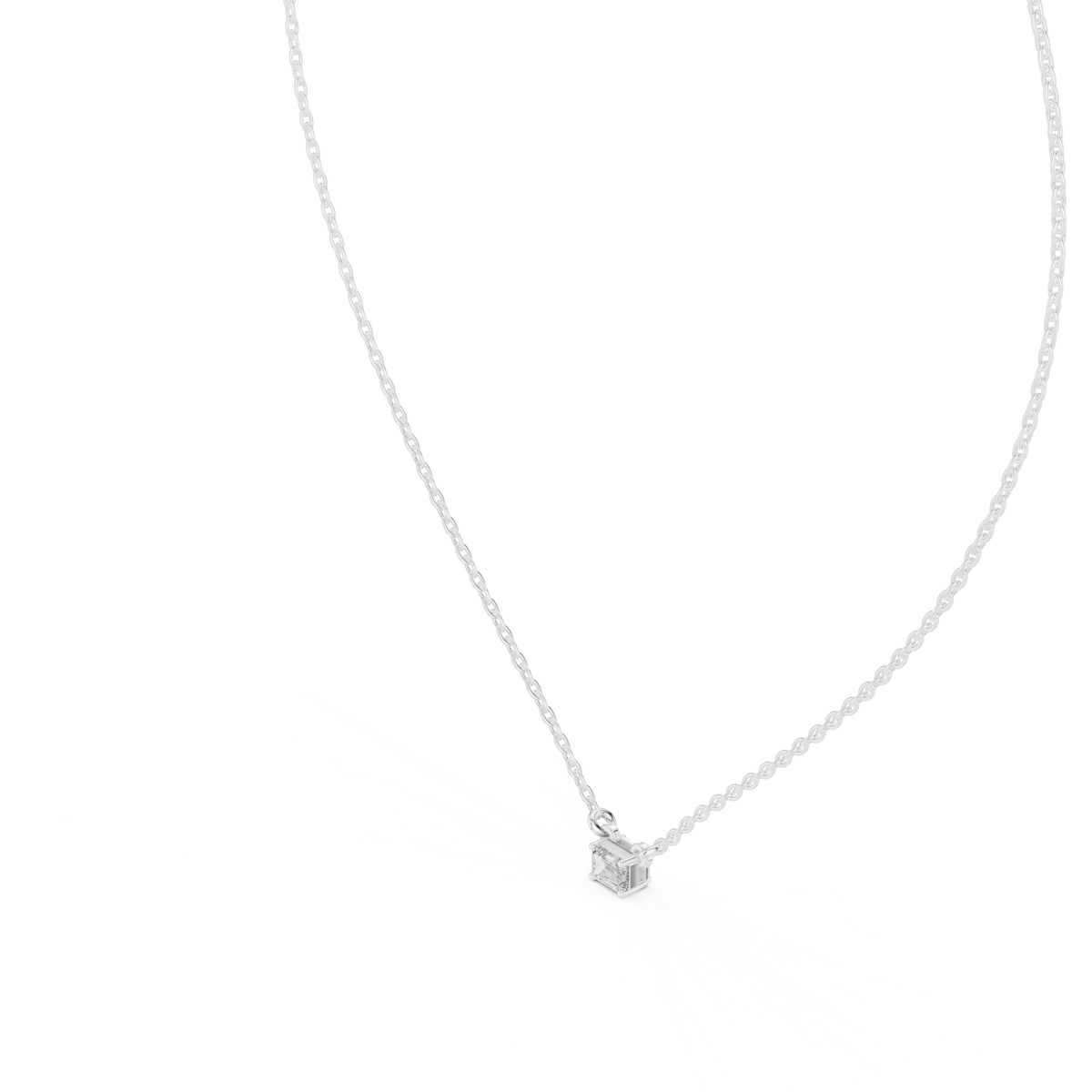 Emerald Cut Solitaire Diamond Necklace